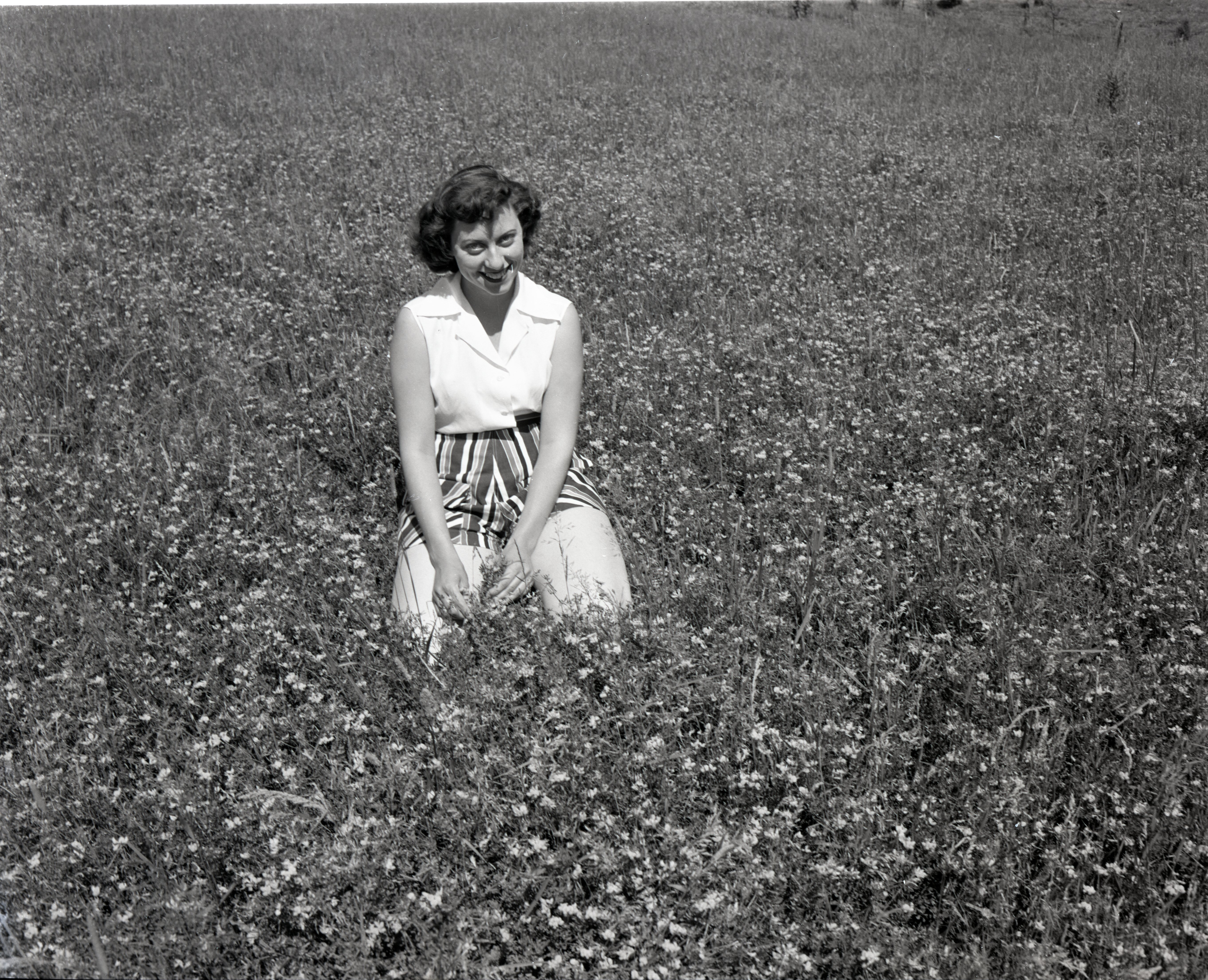 Woman in Striped Shorts
