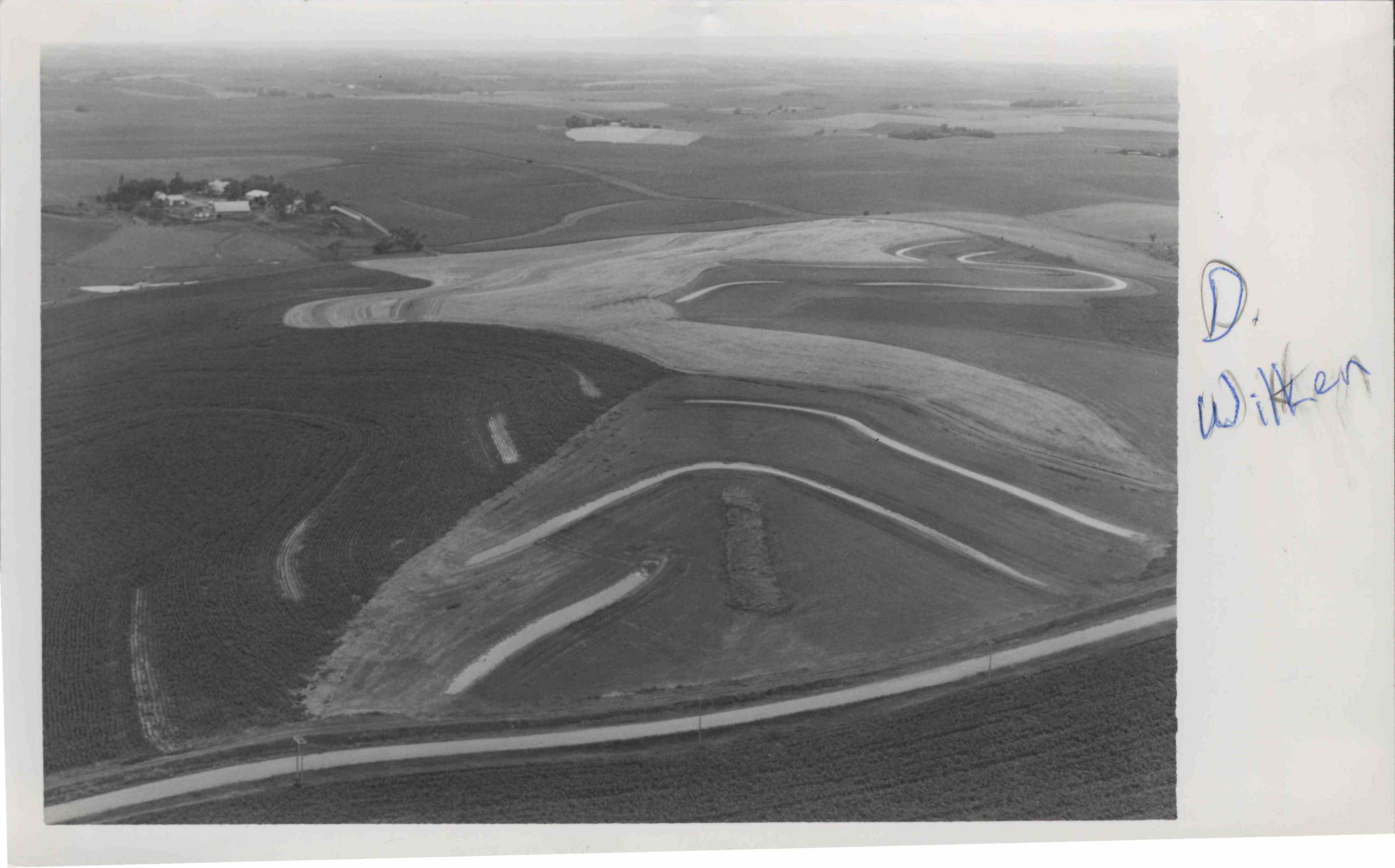 Contoured farm land owned by D. Wilken