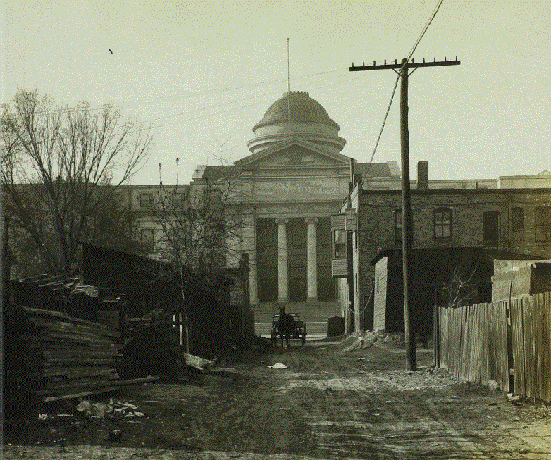 View of alley leading to State Historical Building 