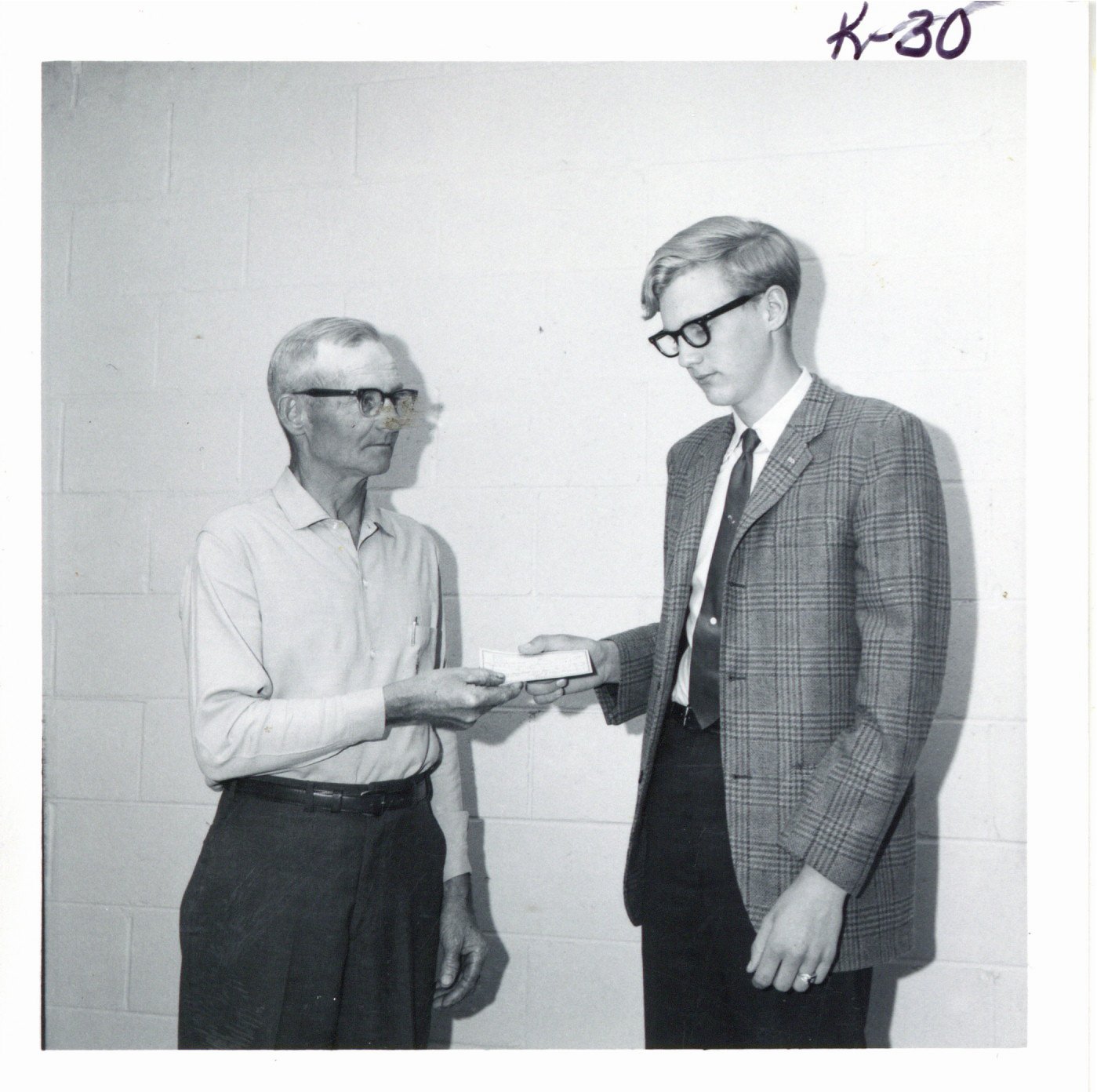 Speech contest winner, Bruce Peterson, with Glen Weiland, 1968