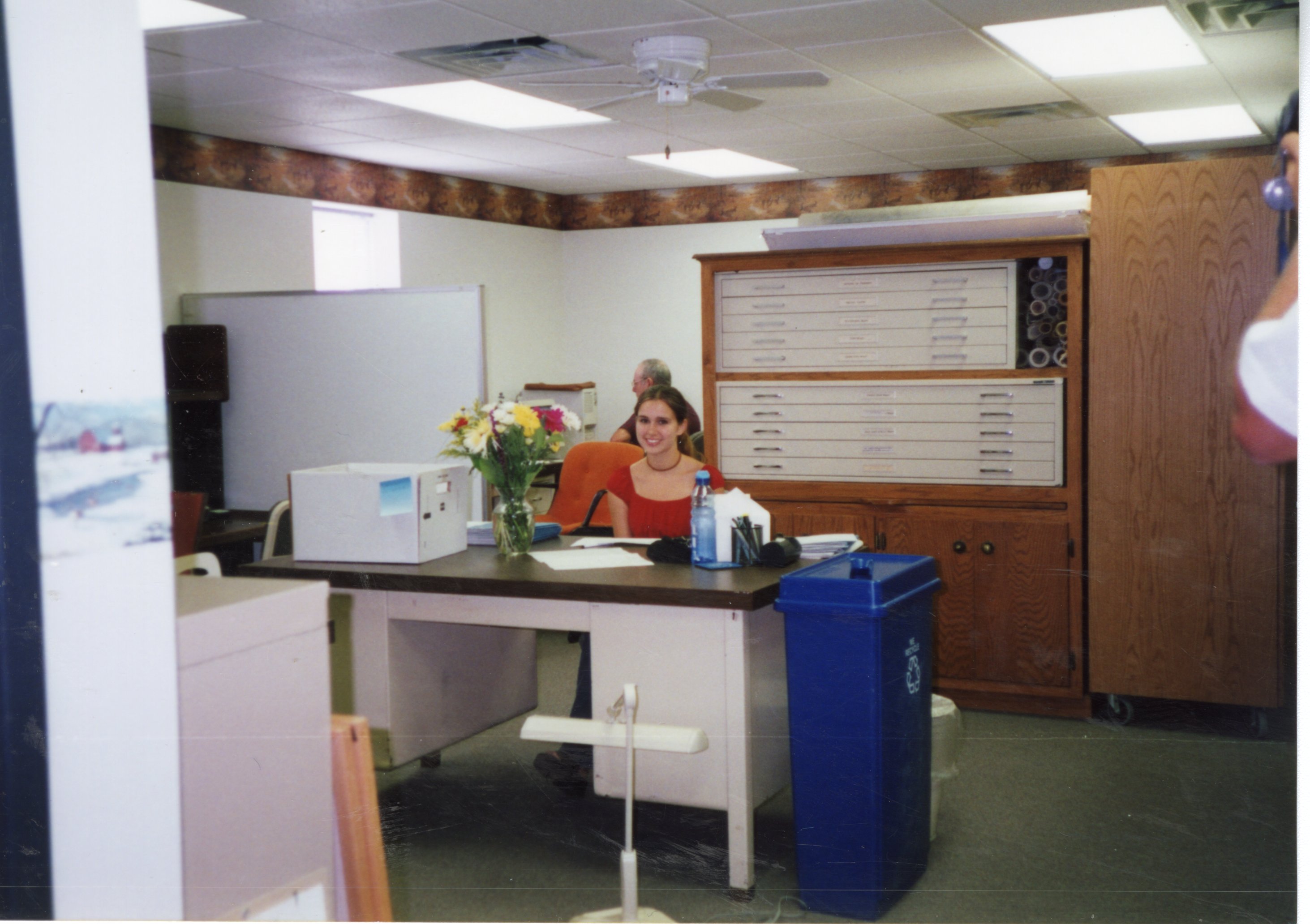2002  Volunteer Rachel Fosdick helps out in the office