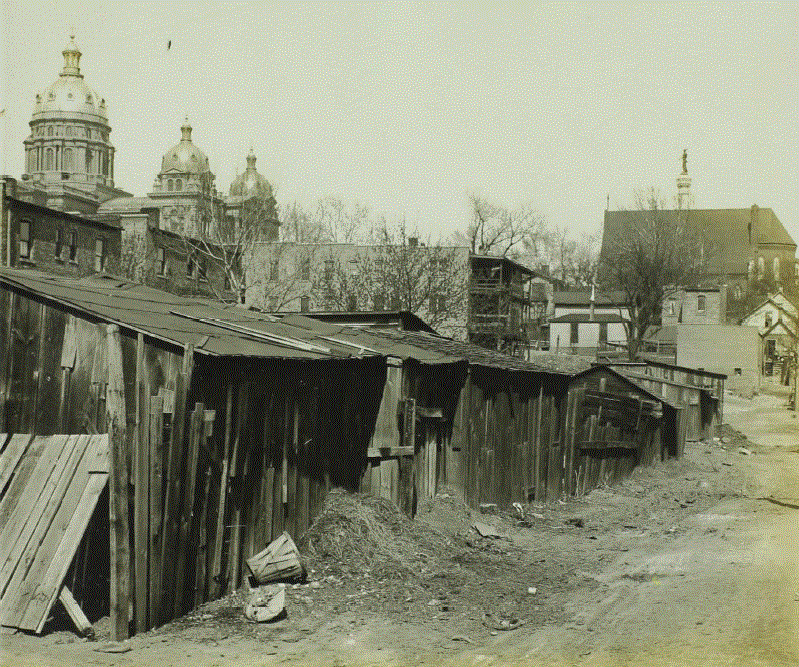 View of dilapidated residential areas around the capitol.