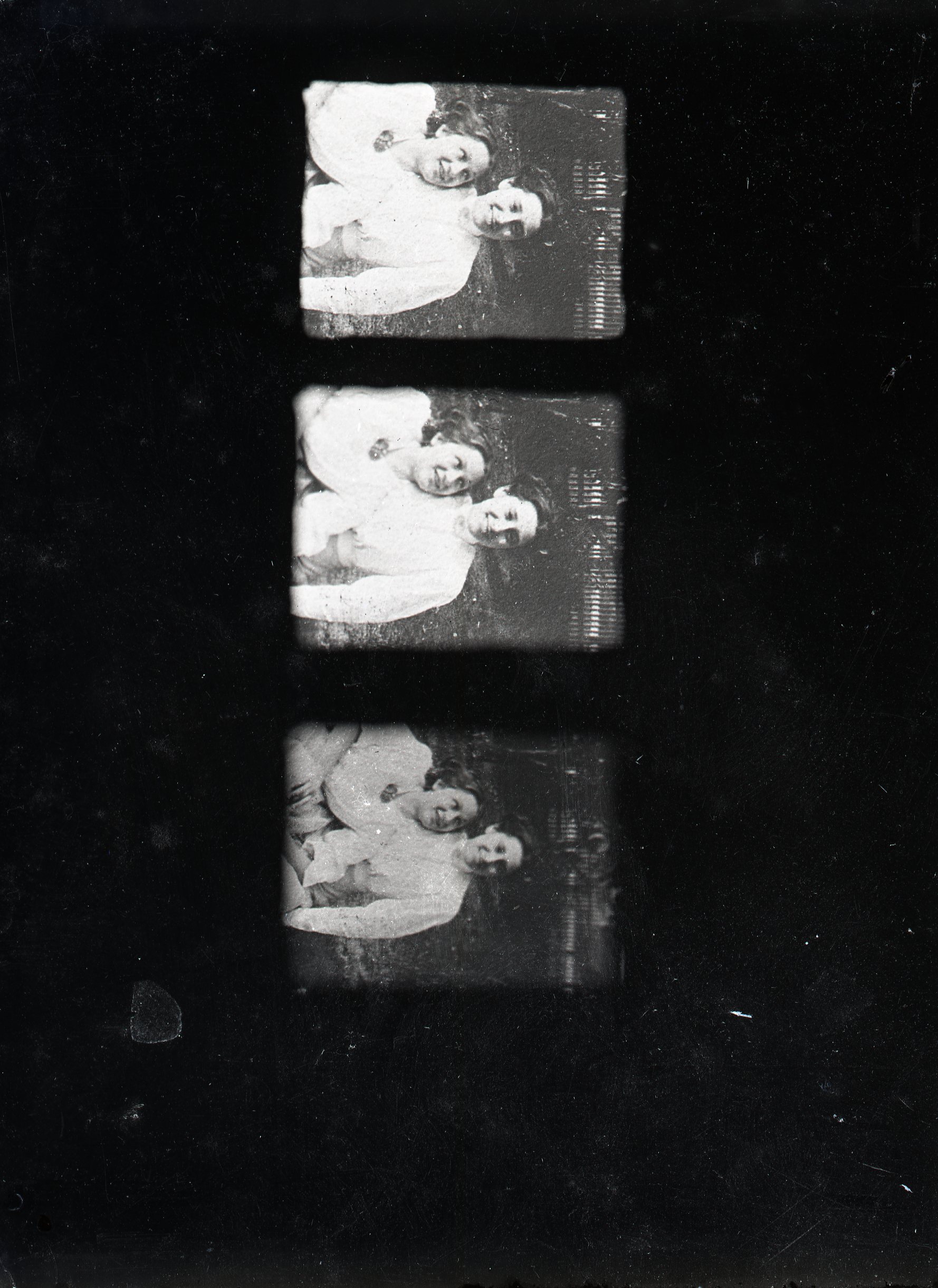 Three images of two women seated on lawn