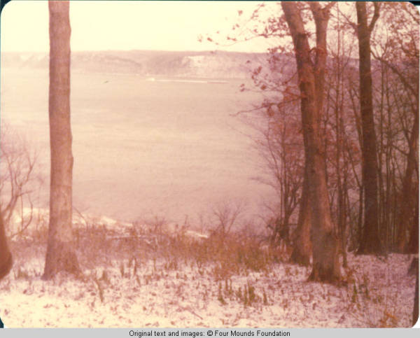 View of Mississippi River from North Cabin windows in Winter