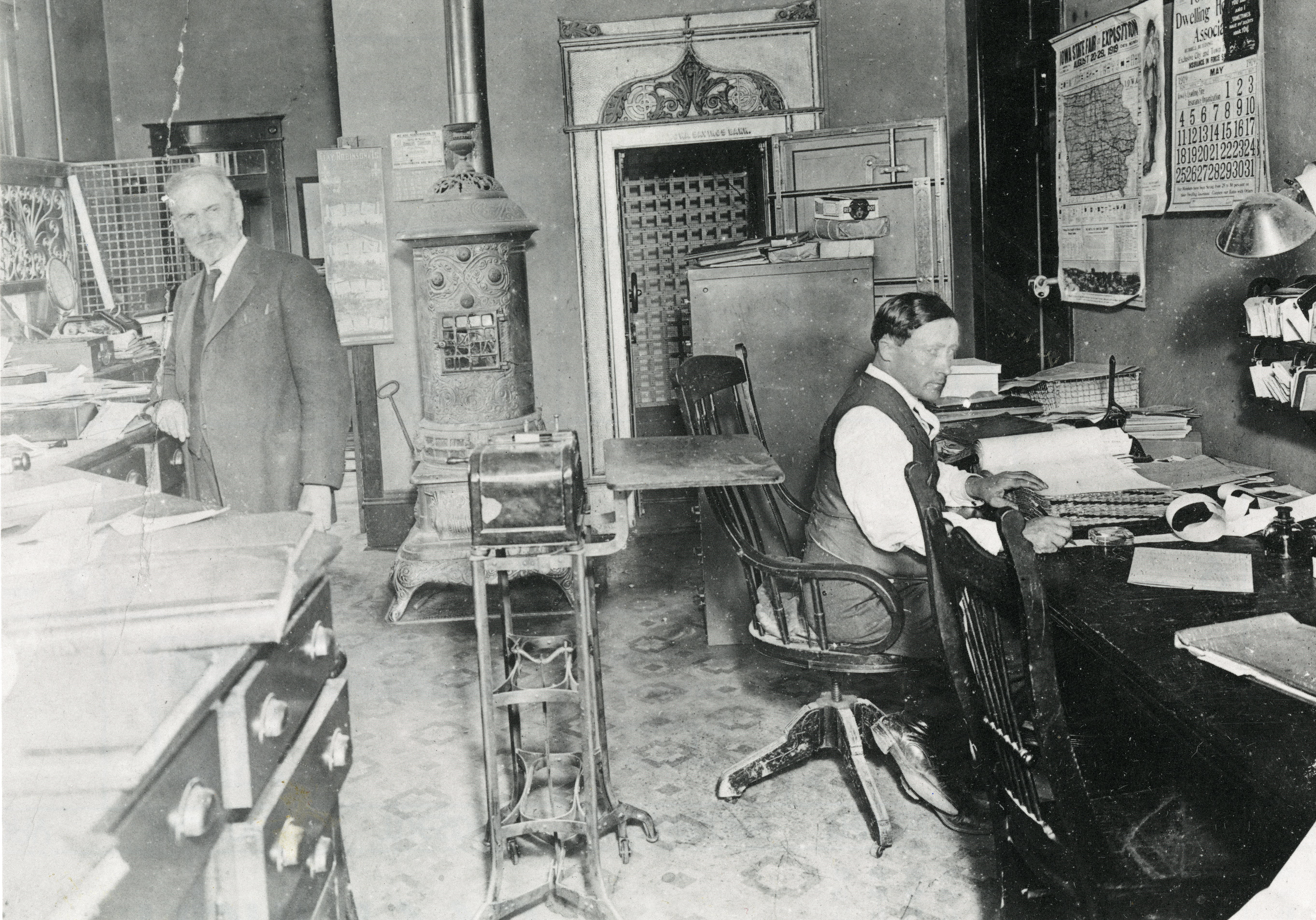 Interior of Kalona Savings Bank, May 1919