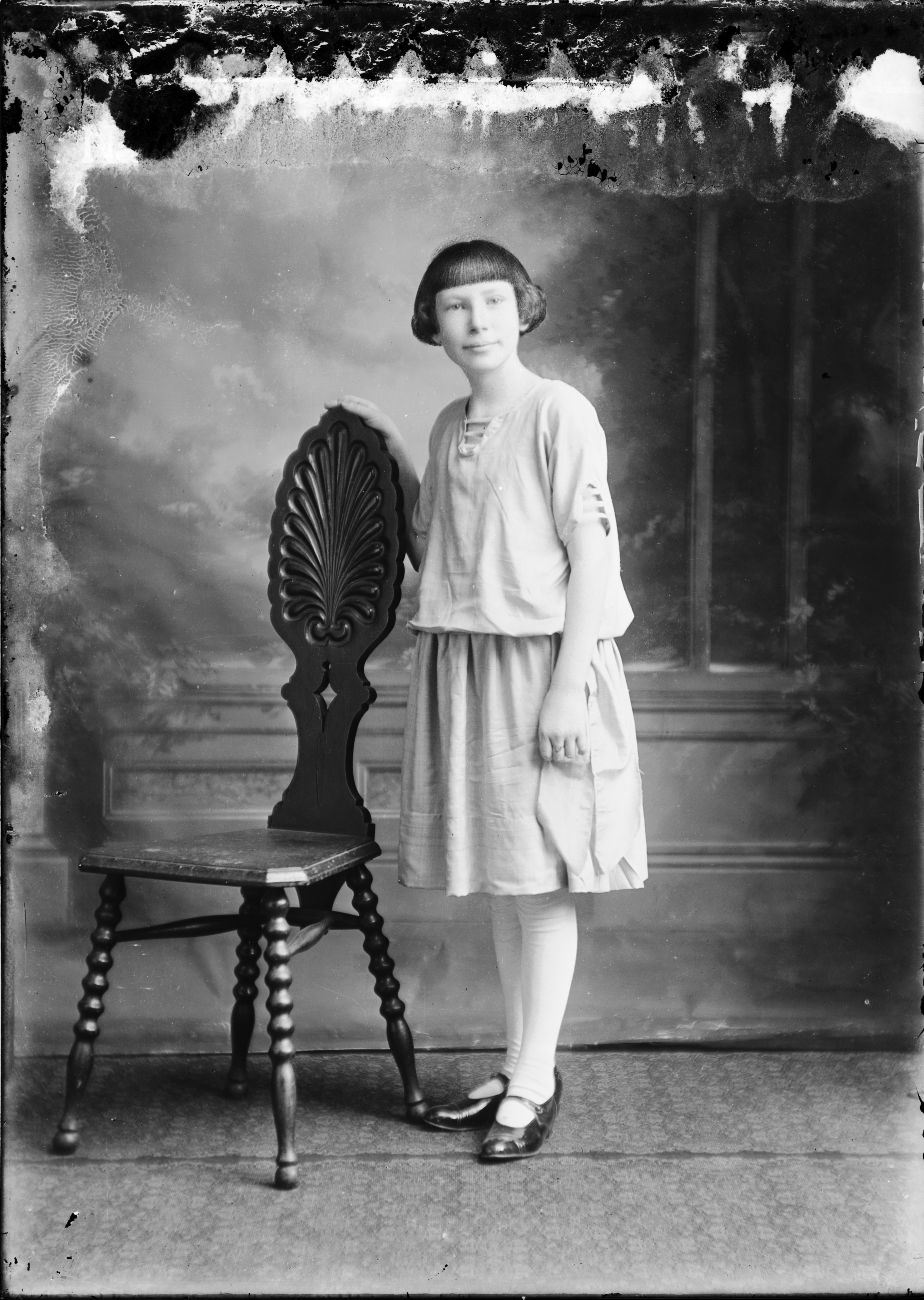 Woman with chair