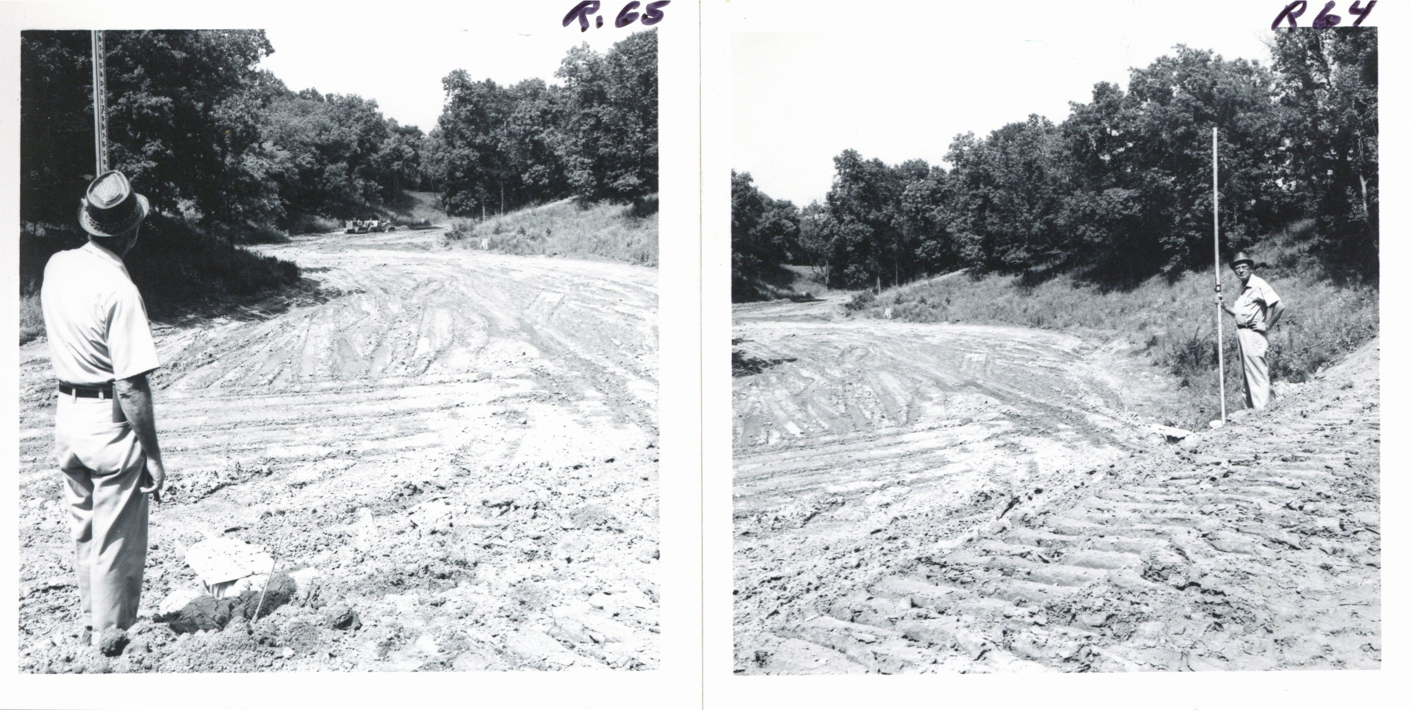 Spillway construction on William Wise land, 1968