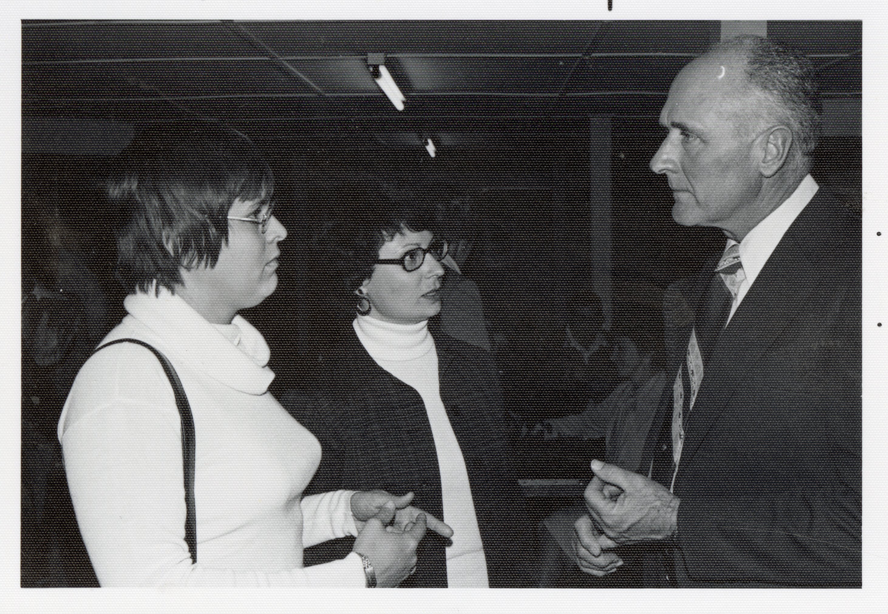 1976 Commissioners Susan Baldwin and Barbara Bonnett and another man talk