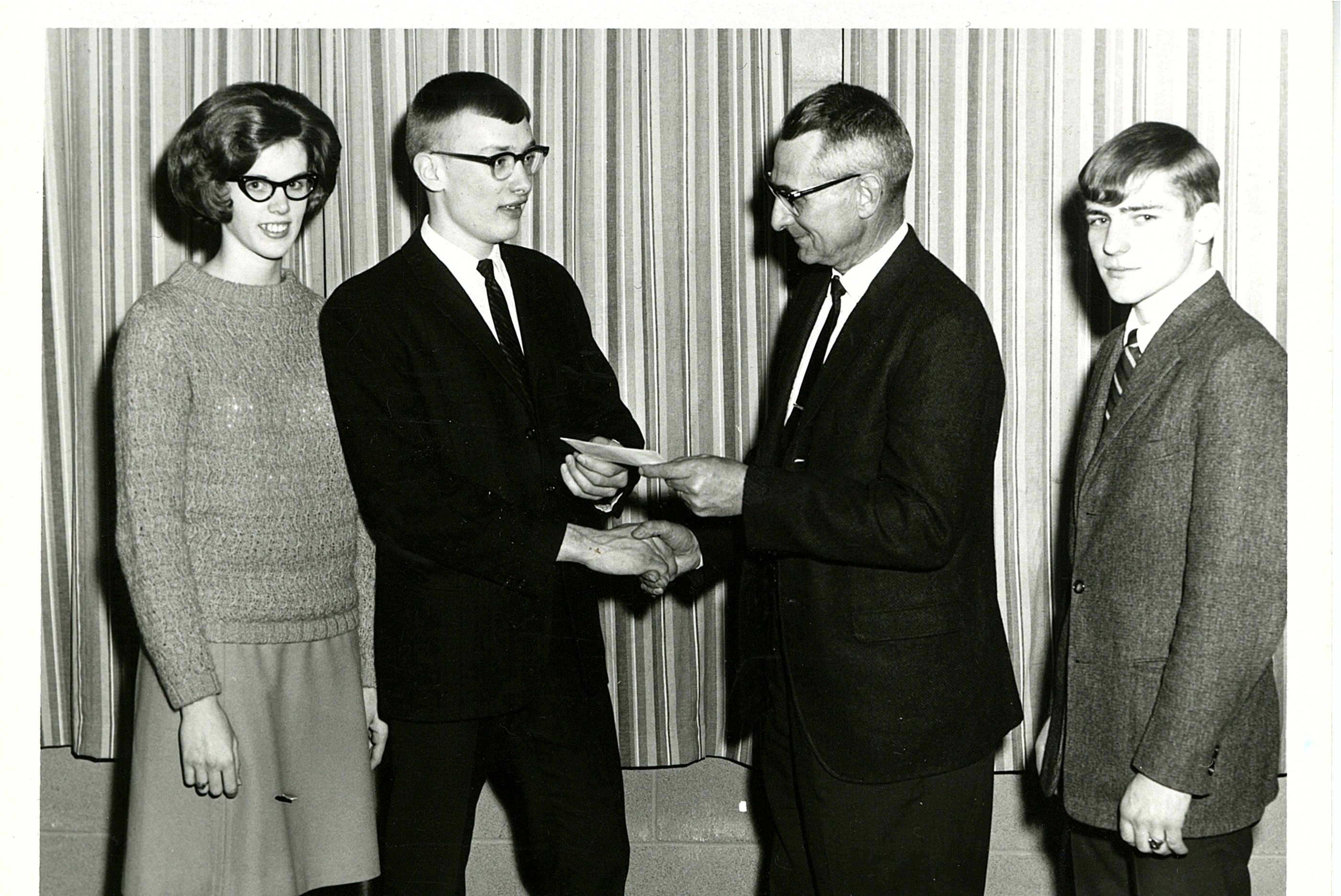Young man receives an award