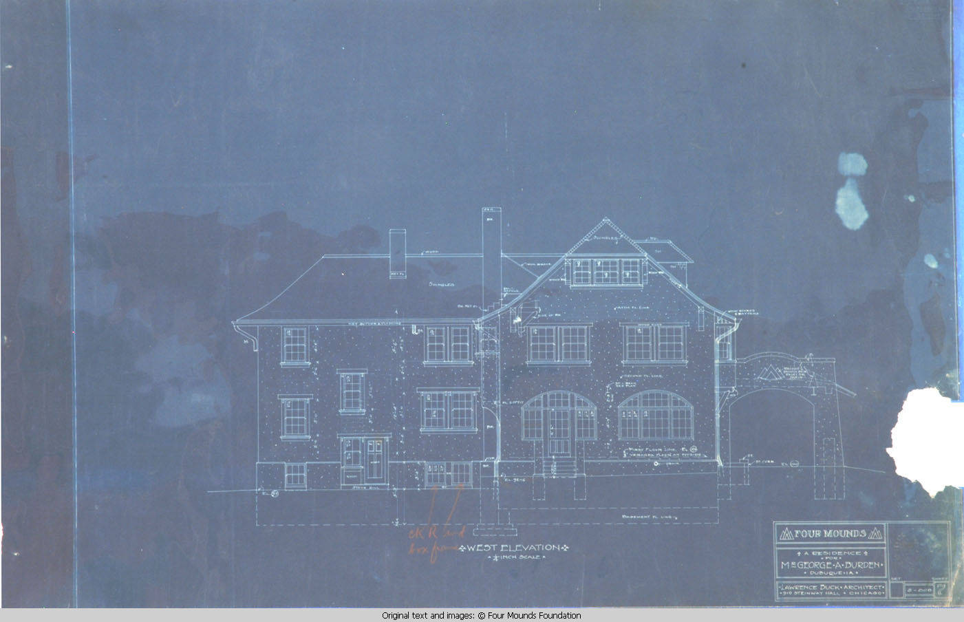 Grey house west elevation blueprint