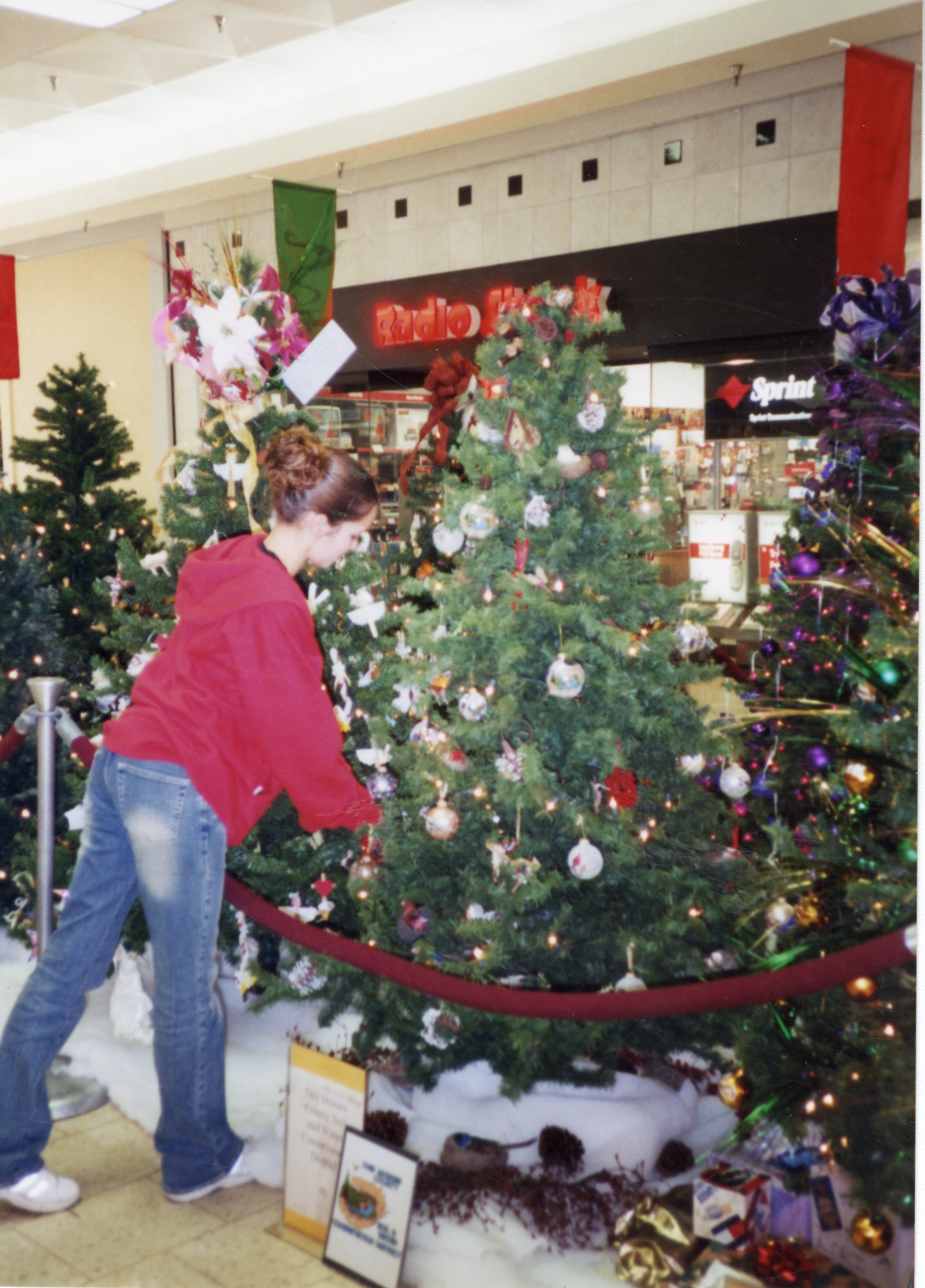 2002  Volunteers Rachel and Maureen Fosdick decorate Christmas tree