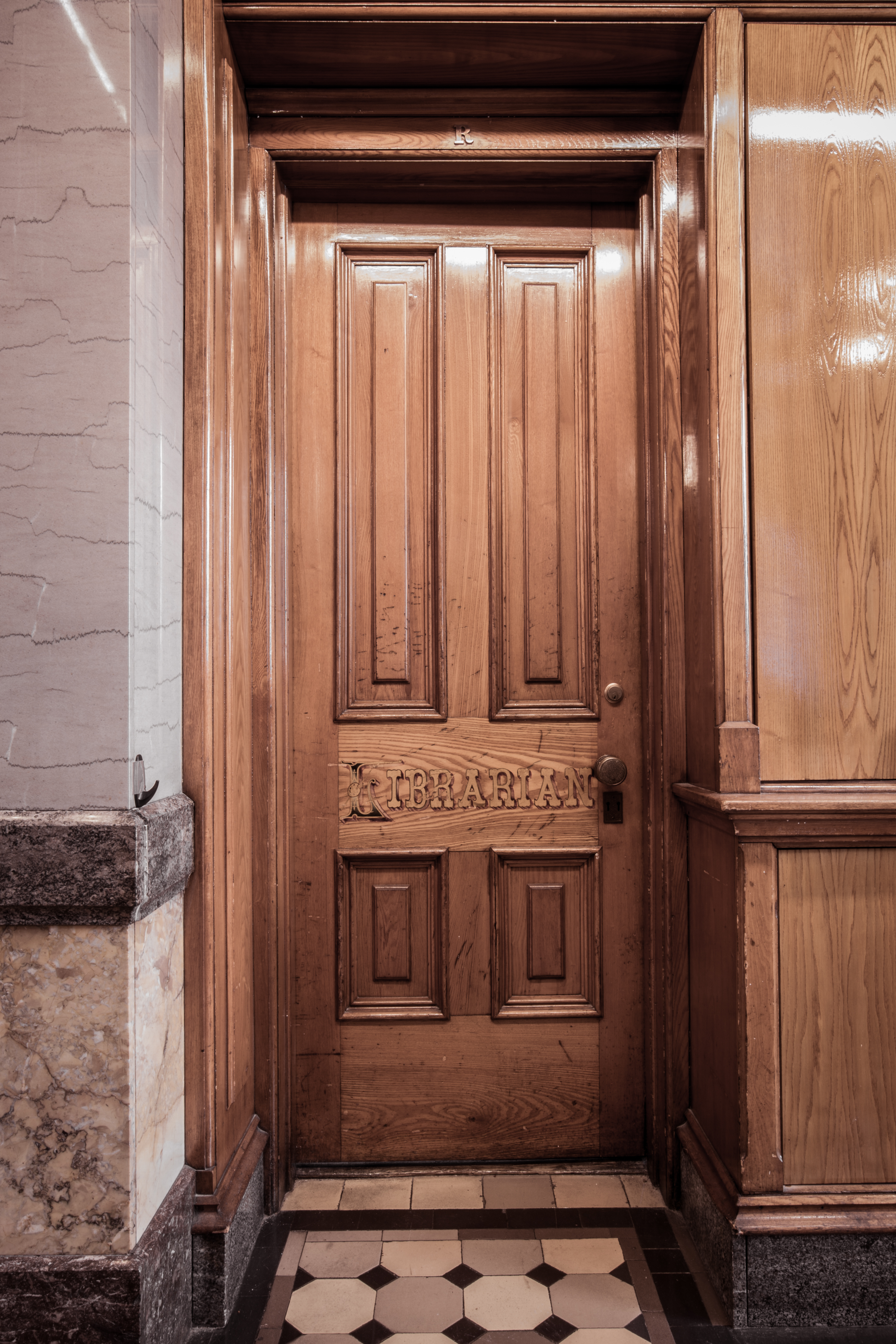 13. Ornate office door of a Law Librarian in the state Capitol Law Library in Des Moines, Iowa