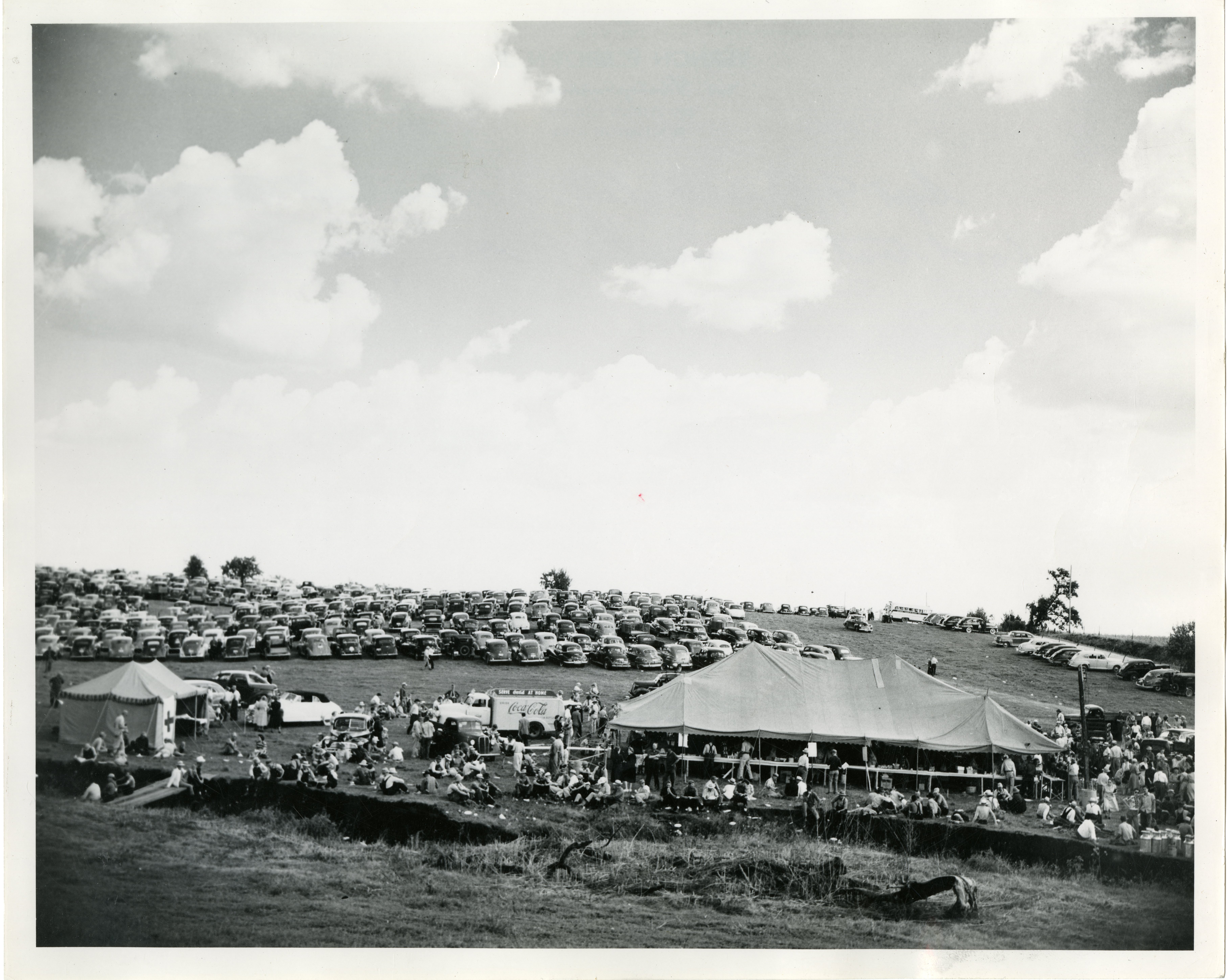 1948 Field Day Tent and Parked Cars