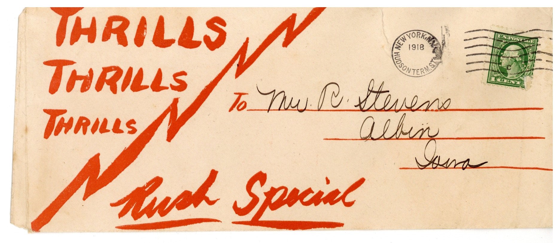 1918 Post Marked envelope to Mr. R. Stevens
