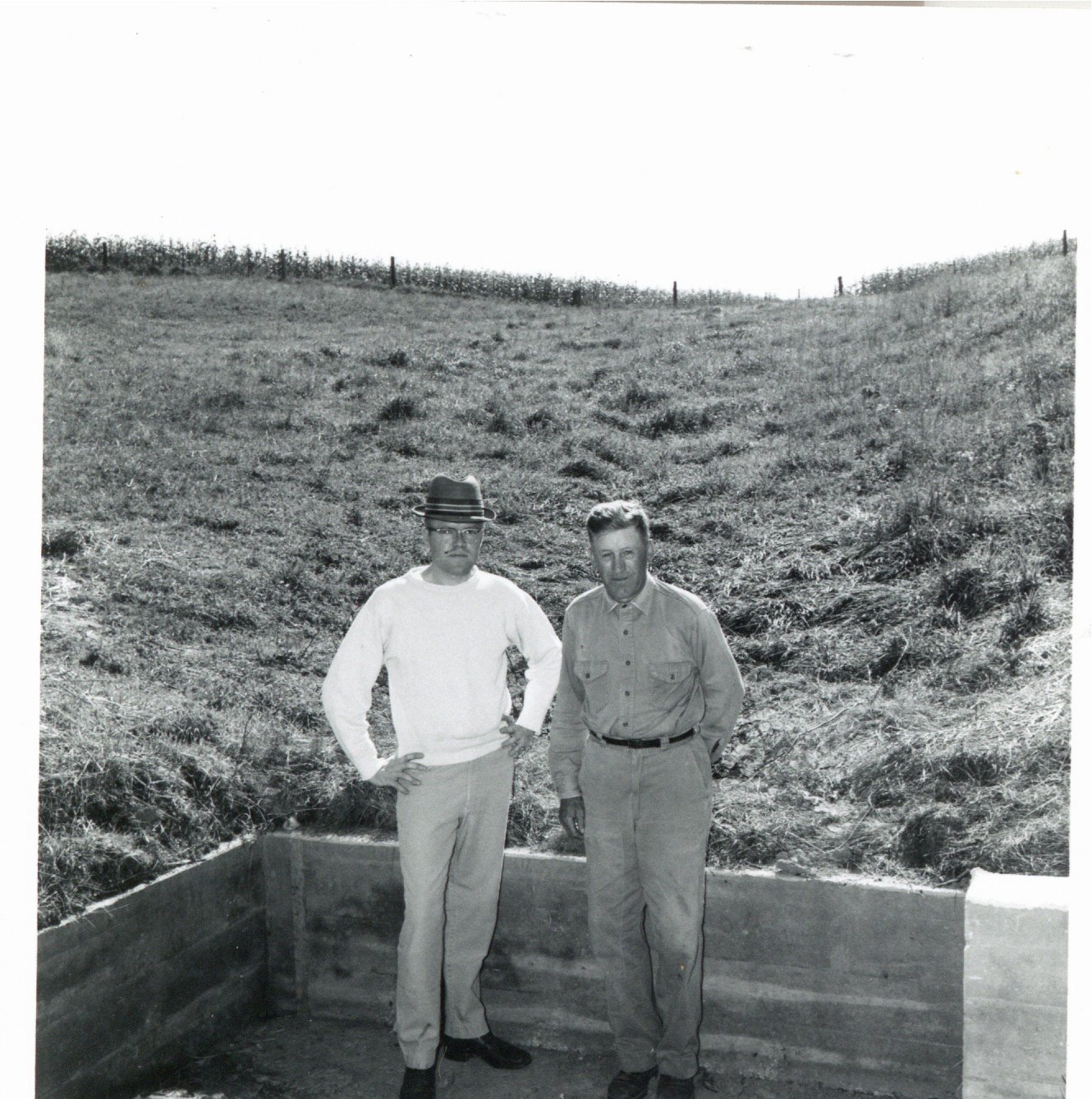 Felderman and son on toe wall dam, 1967