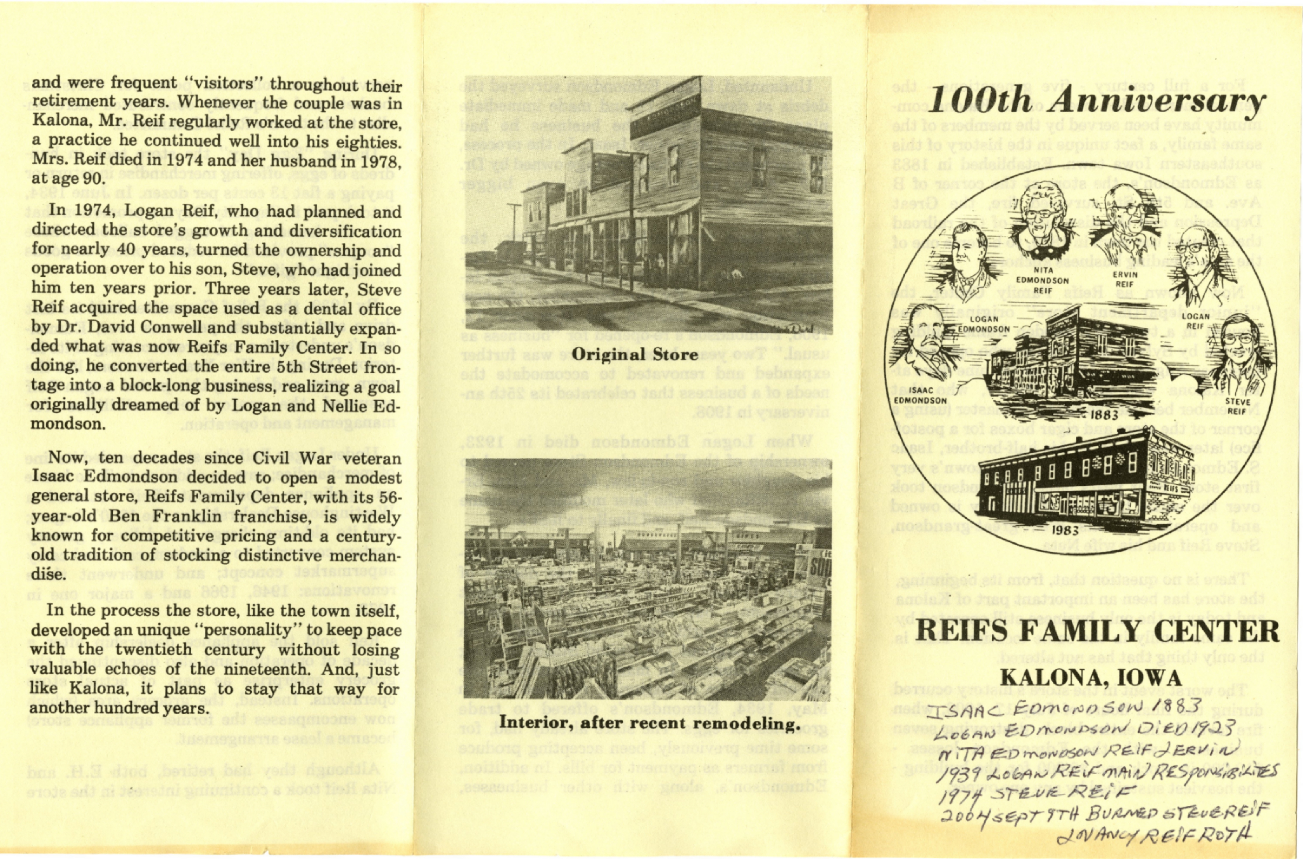 Reif's 100th Anniversary Booklet