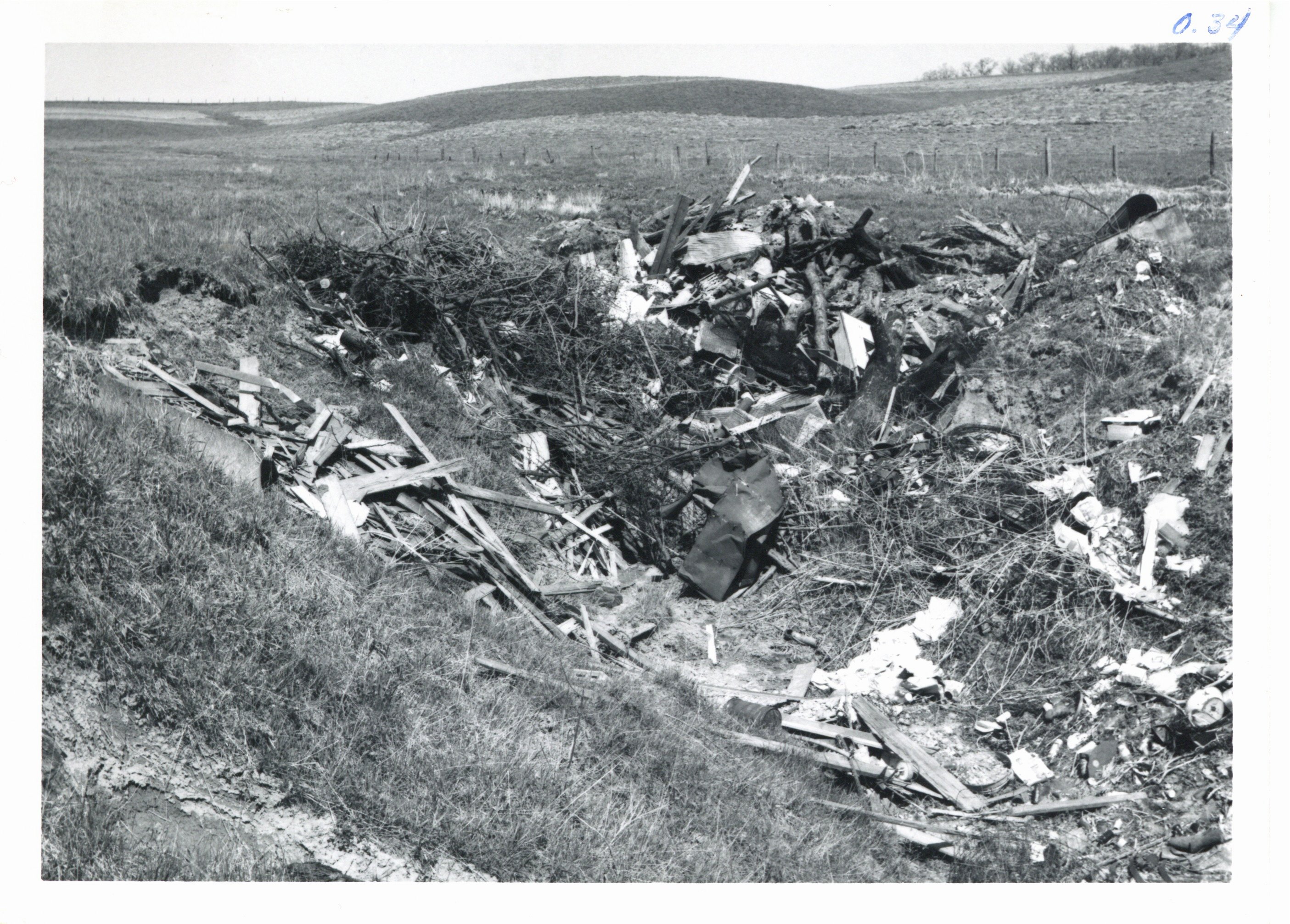 Erwin Jepsen farm gully before trash removal, 1966