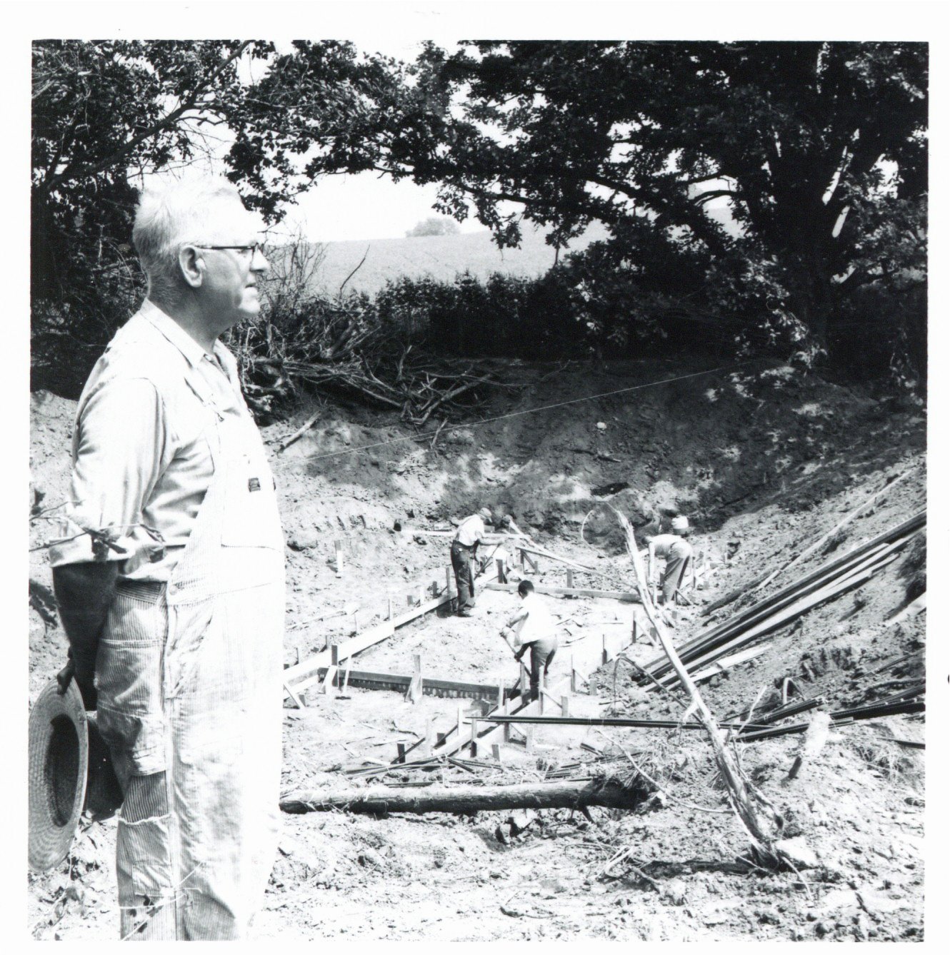 Carl Engel concrete drop spillway construction, 1967