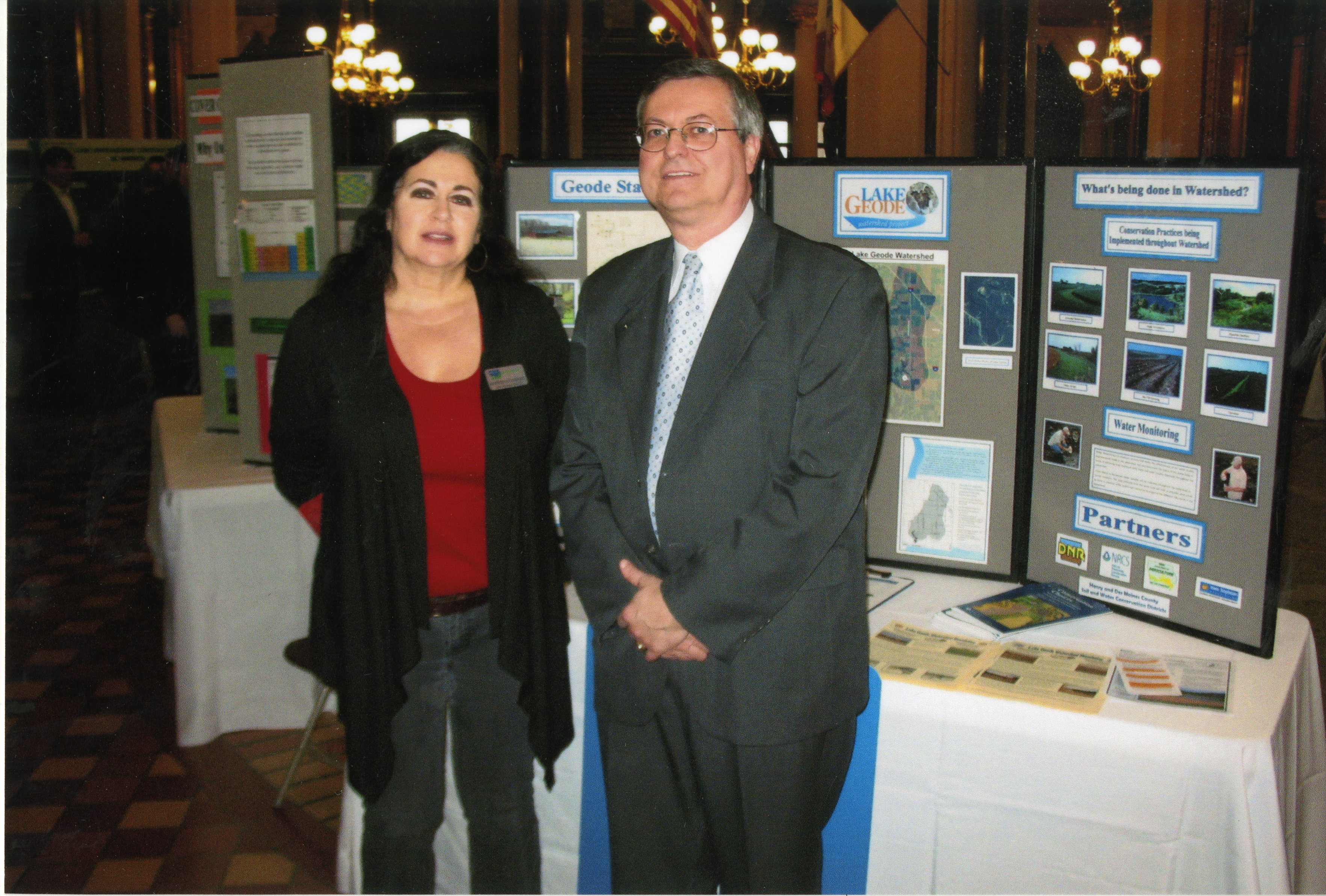 2012 Maureen Hutchcroft and Representative Dennis Cahoon at the state capitol for Conservation Districts of Iowa (CDI) Legislative Day