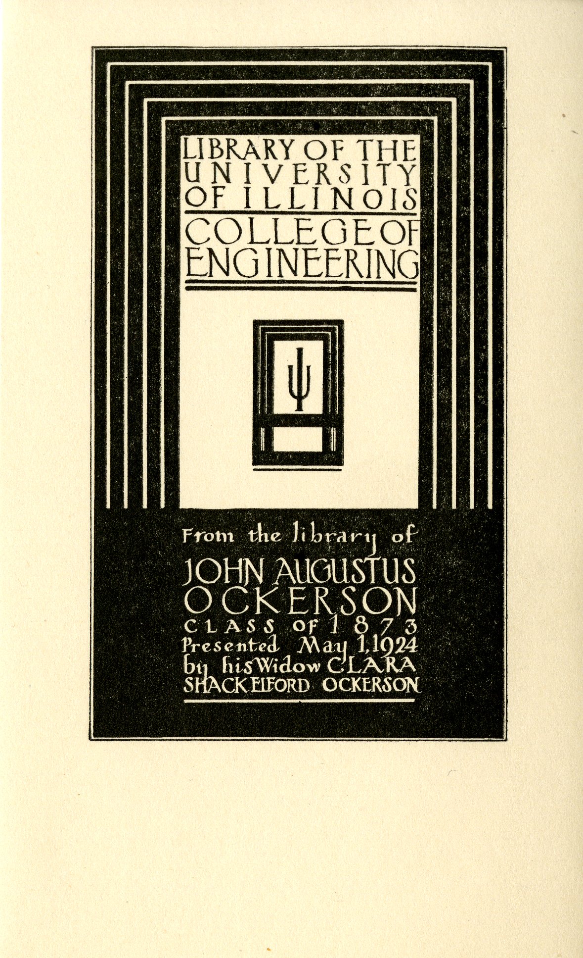 University of Illinois Library from the library of John Augustus Ockerson