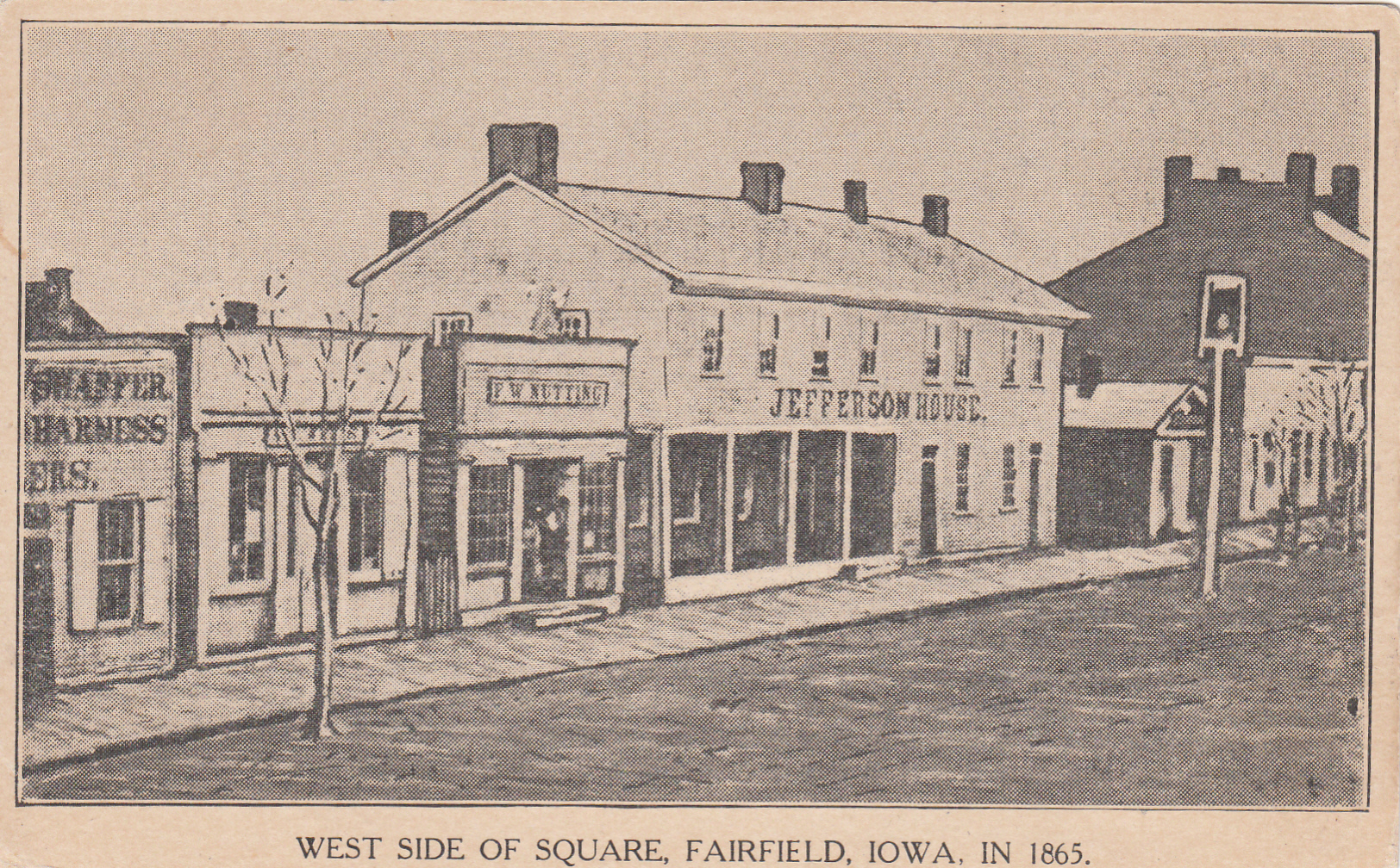 0123 Picture postcard of west side of square