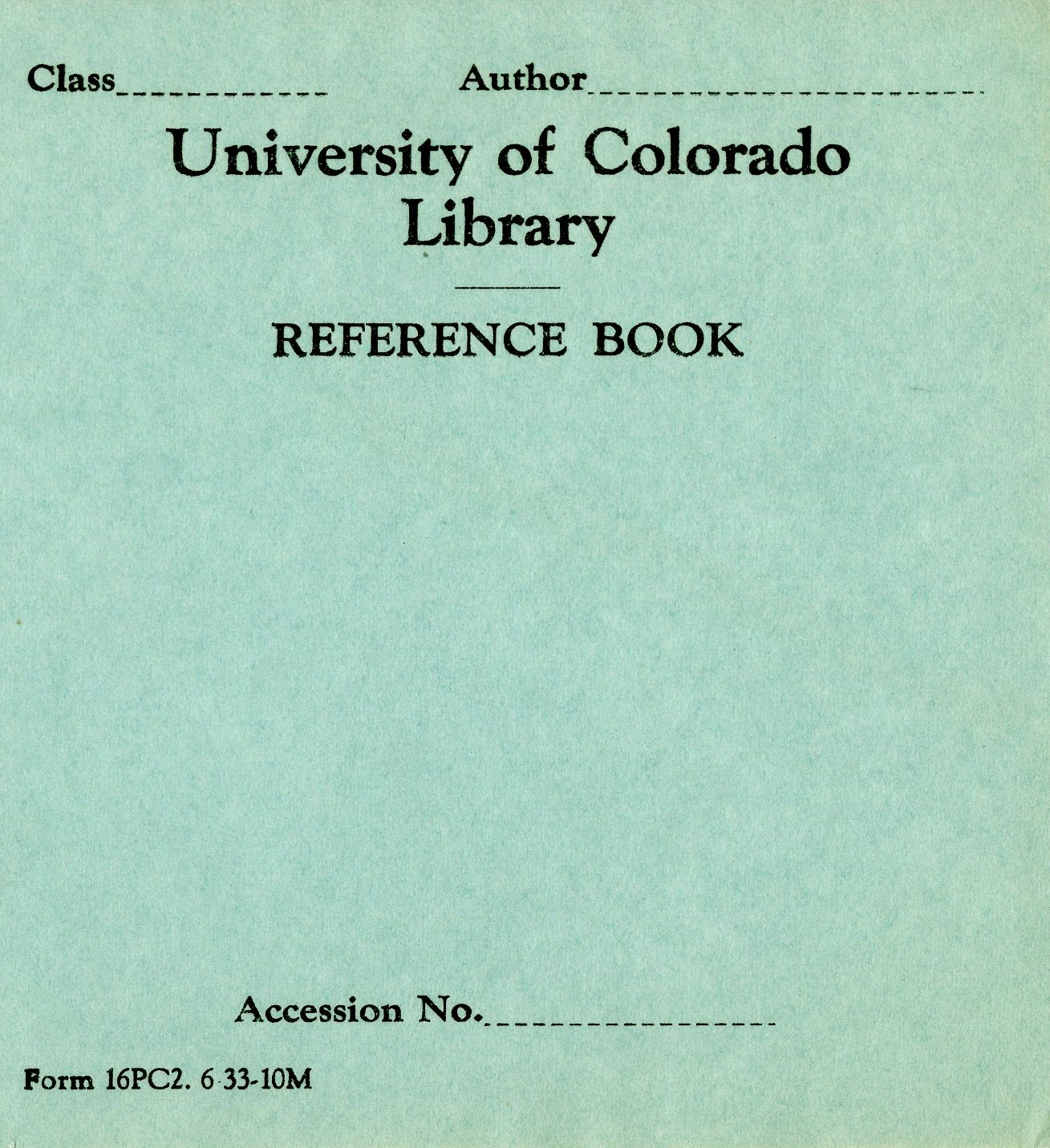 University of Colorado Library Reference Book Bookplate 
