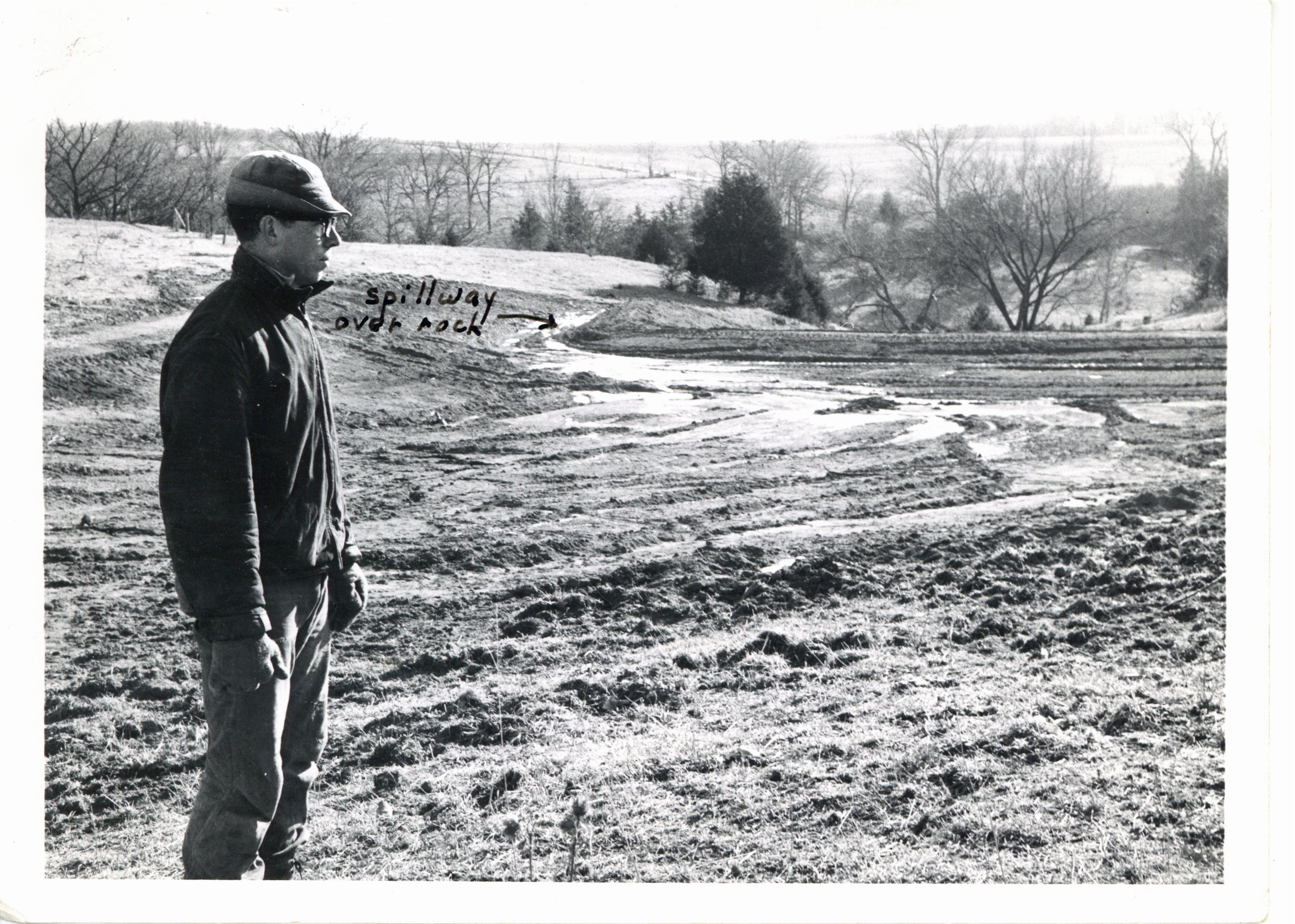 Loren Kilburg farm's diversion dam construction, 1965