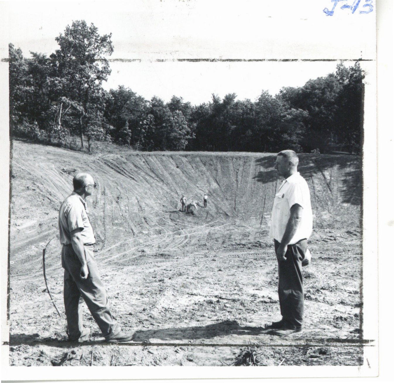 Construction of Ray Mueller farm livestock pond, 1963