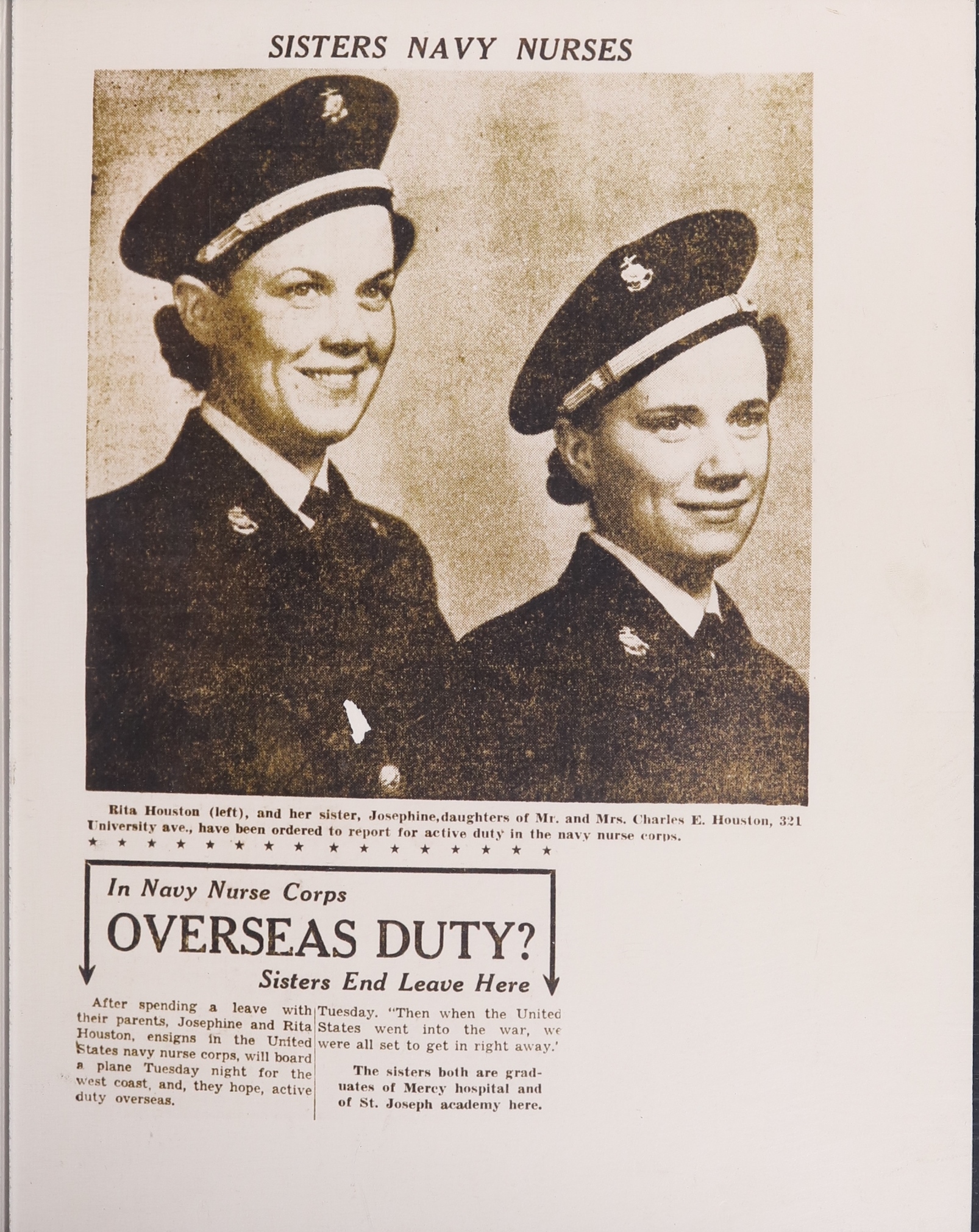 Sisters Navy Nurses
