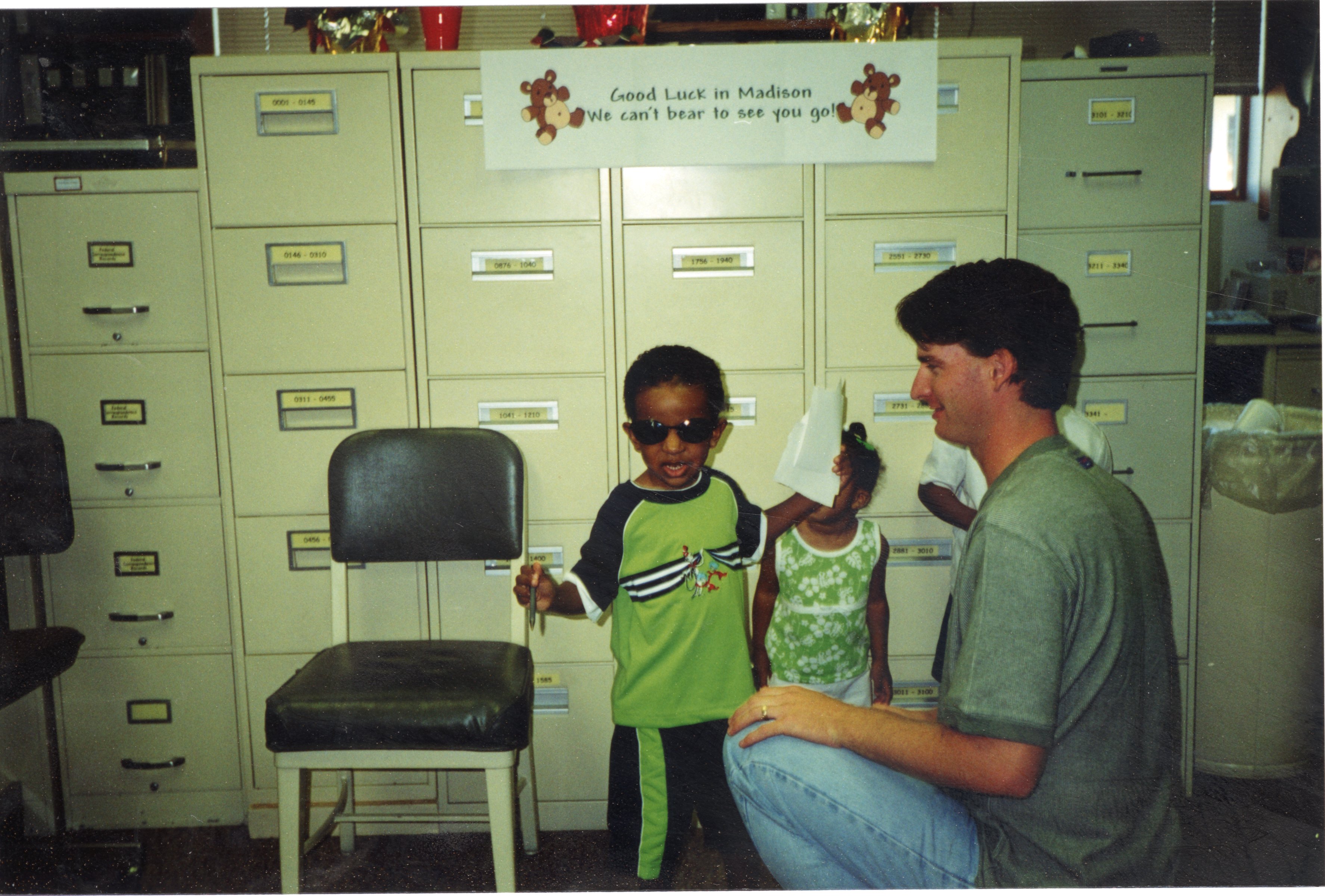 2000 - Chris Hogge with children at J.B.Martin party