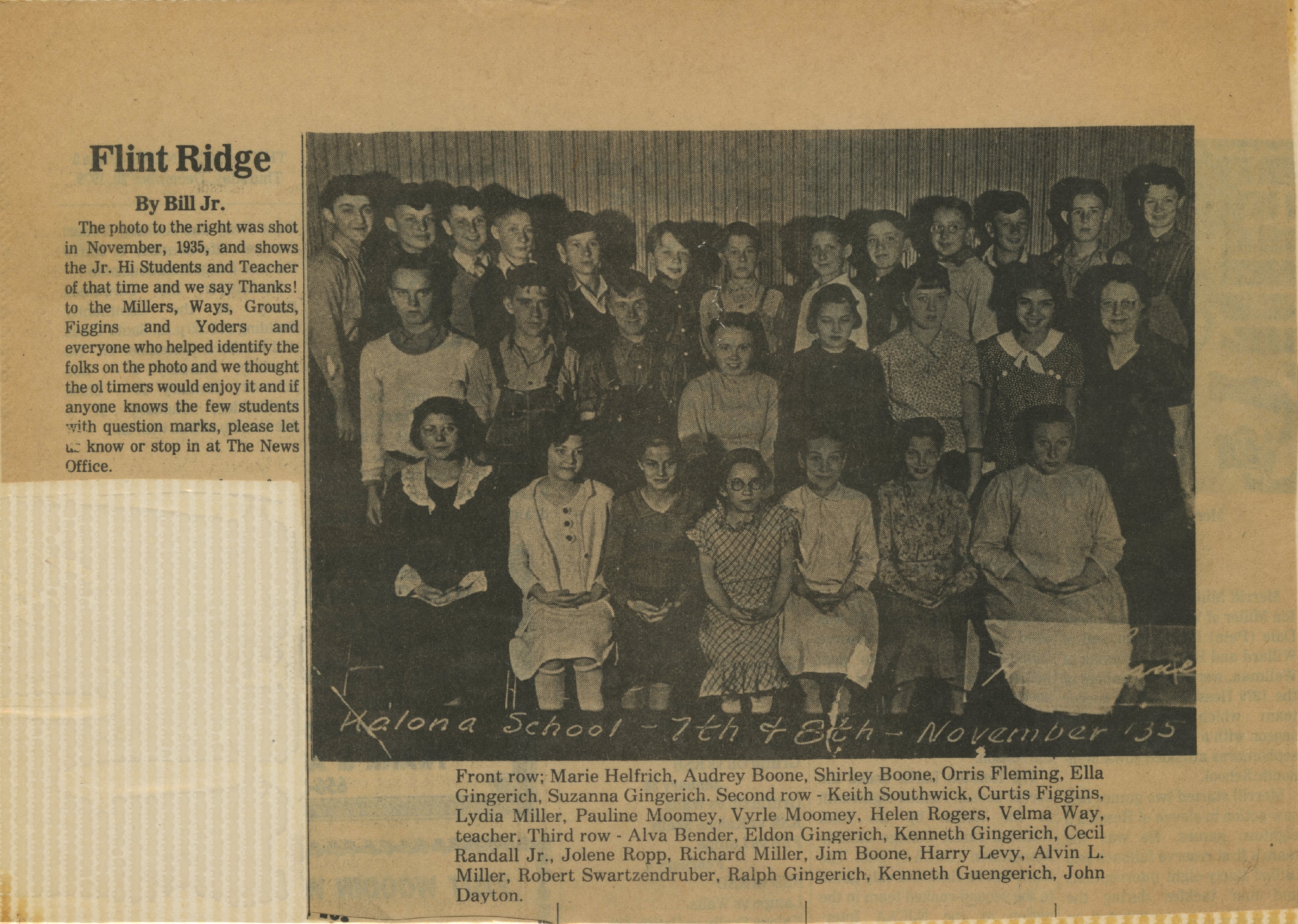 Kalona 7th & 8th Grade 1935