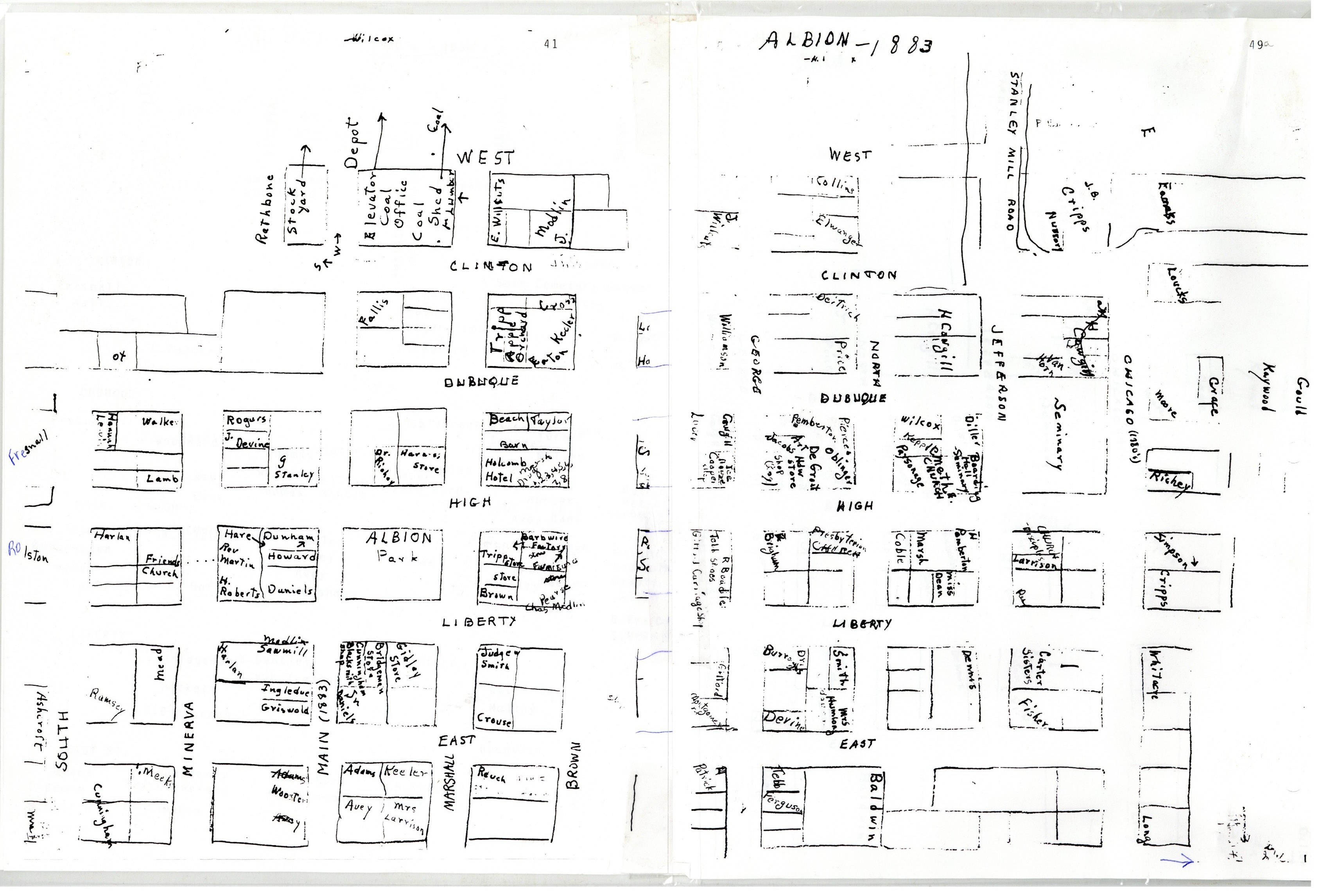 1883 Albion Map - hand drawn