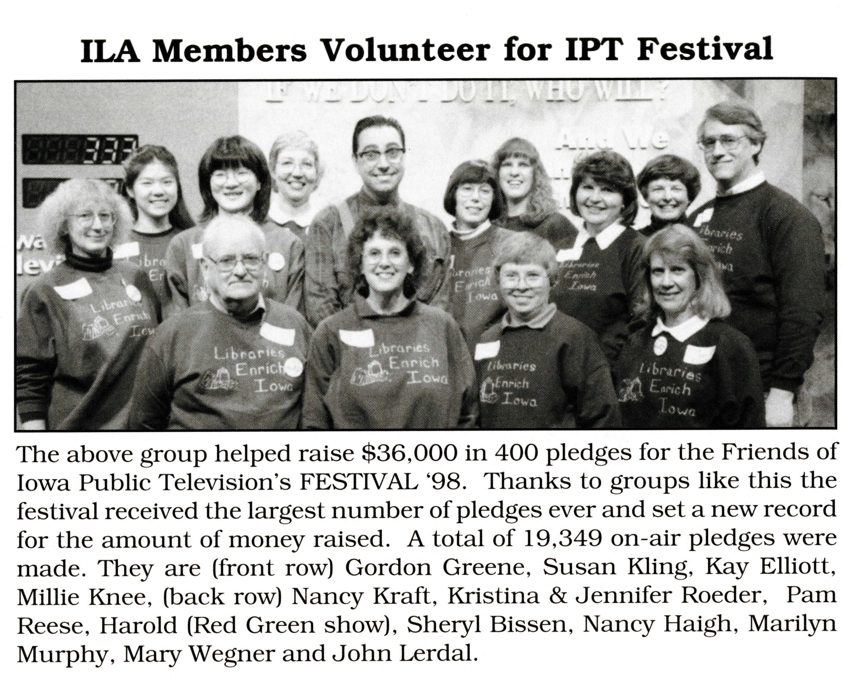 Iowa Library Association volunteers with Iowa Public Television, 1998