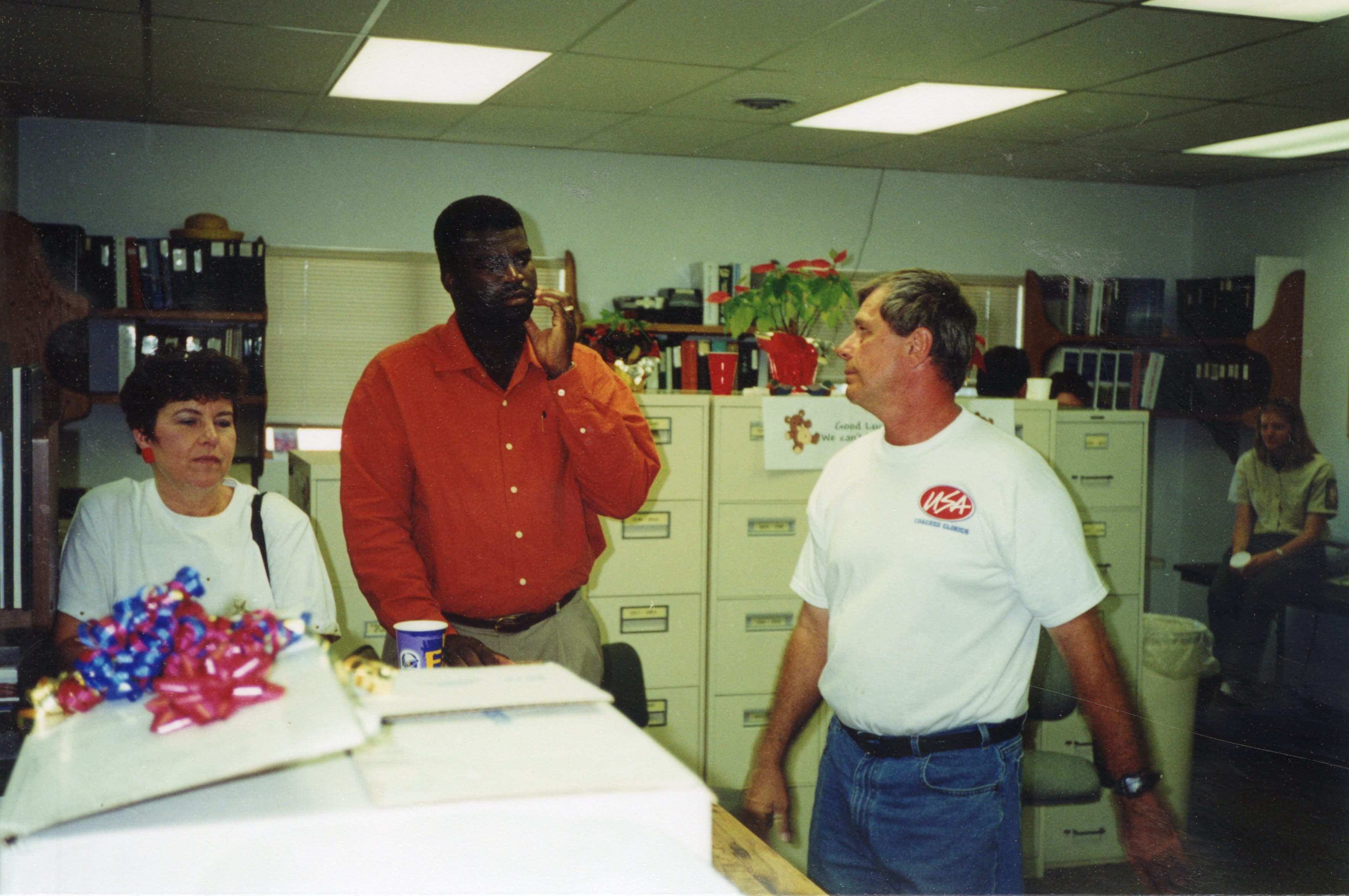 2000  Vicki Stoller, J.B. Martin and Ron Anderson at JB's going away party in May 2000 