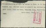 Correspondence on Welch family