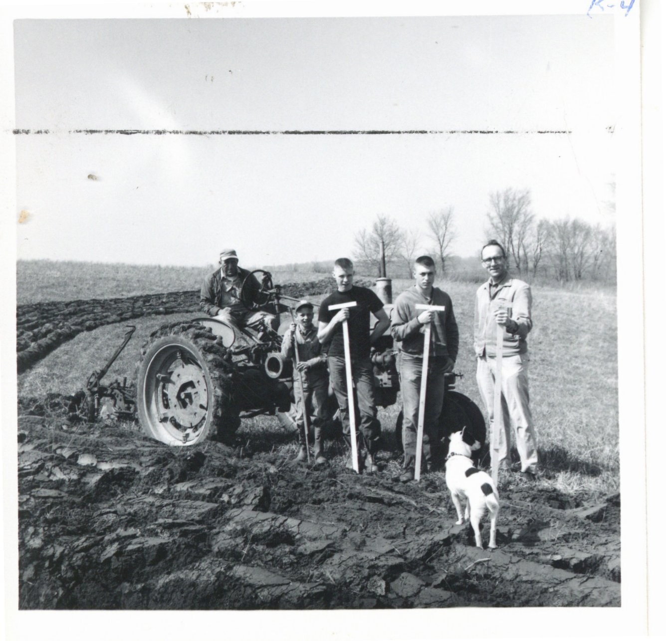 Teaching contour layout to Voc Ag students on Ralph Heinrich farm, 1963