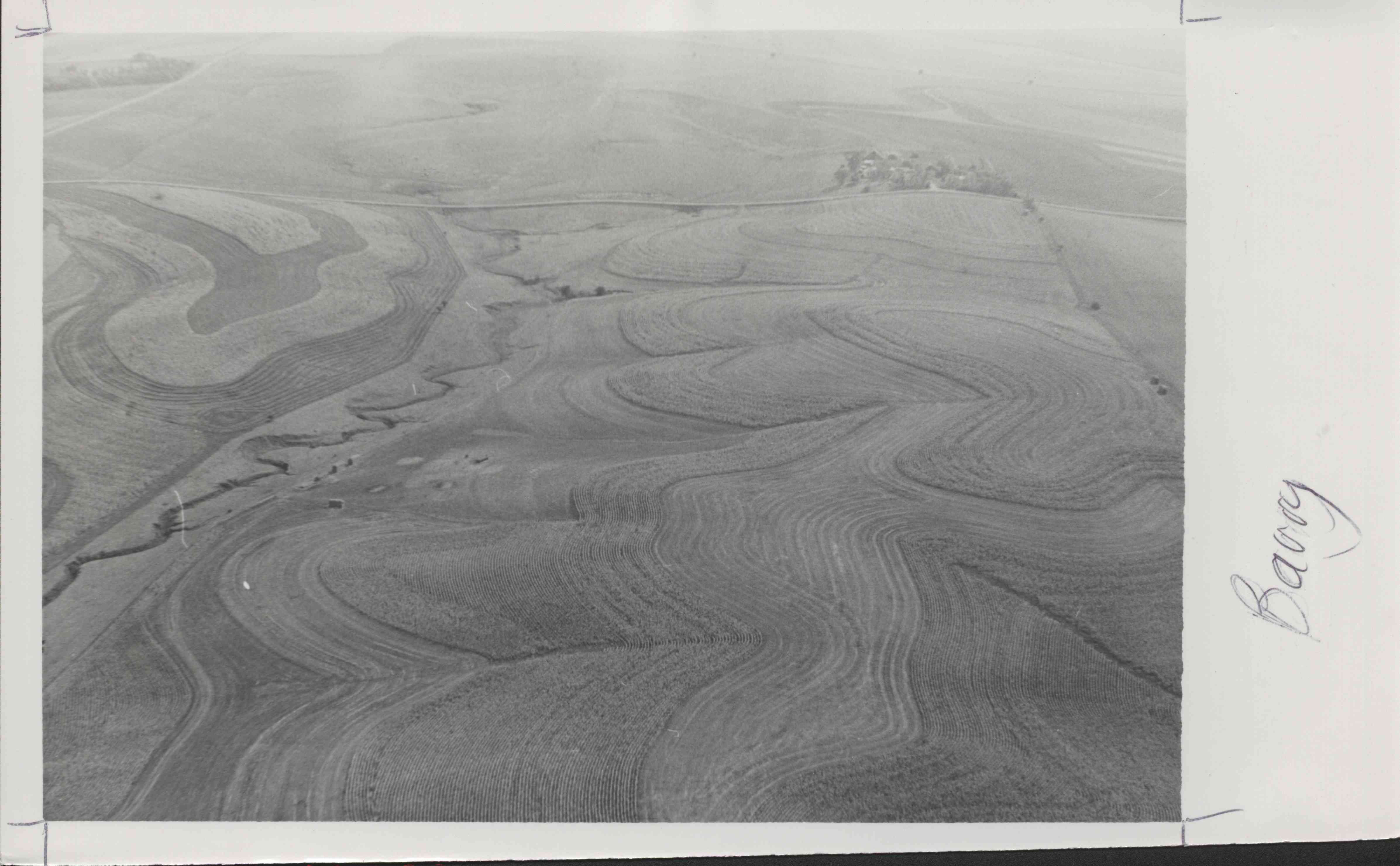 Contoured farmland belonging to Charles Reich