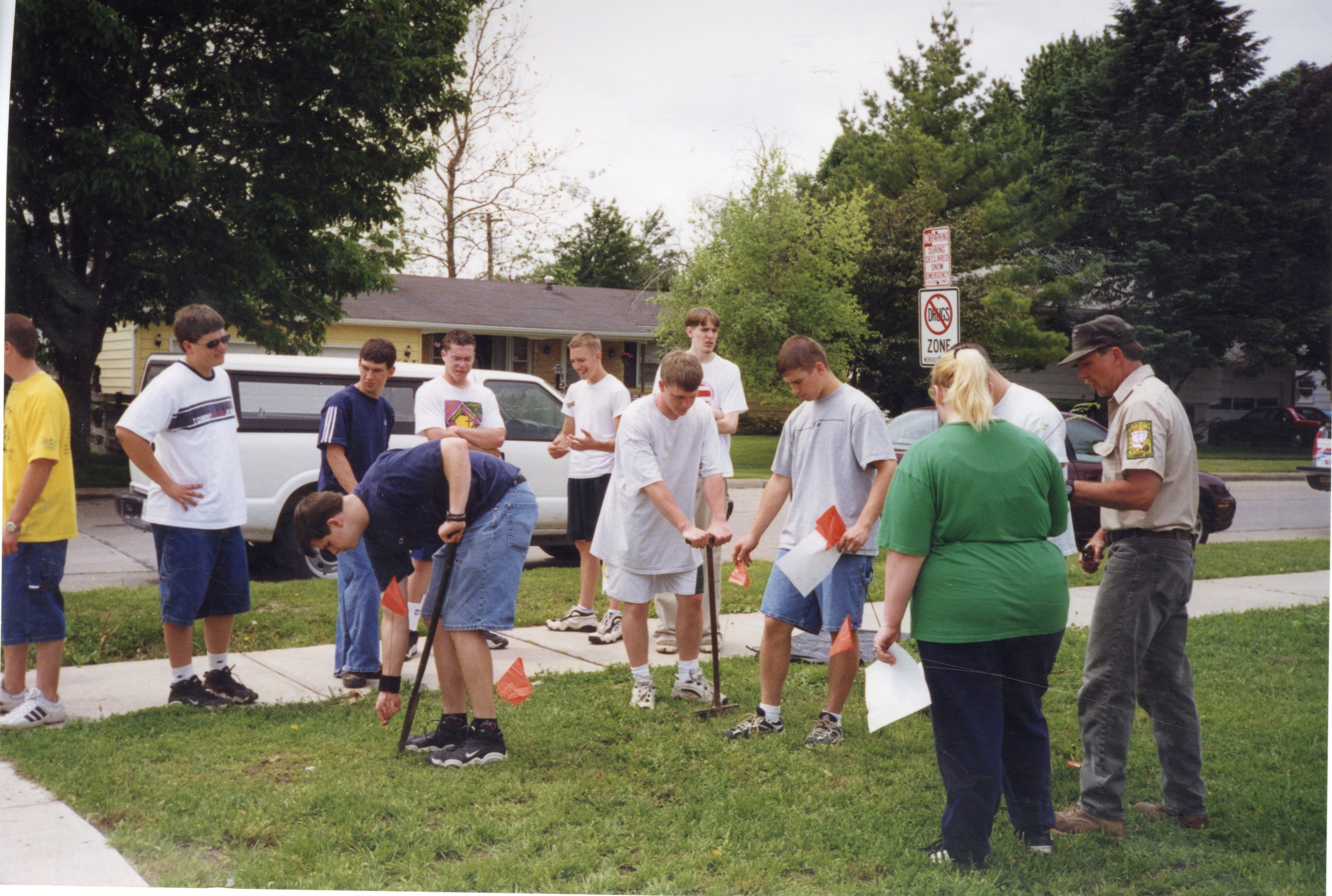 1999 Students plant trees at West Burlington High School