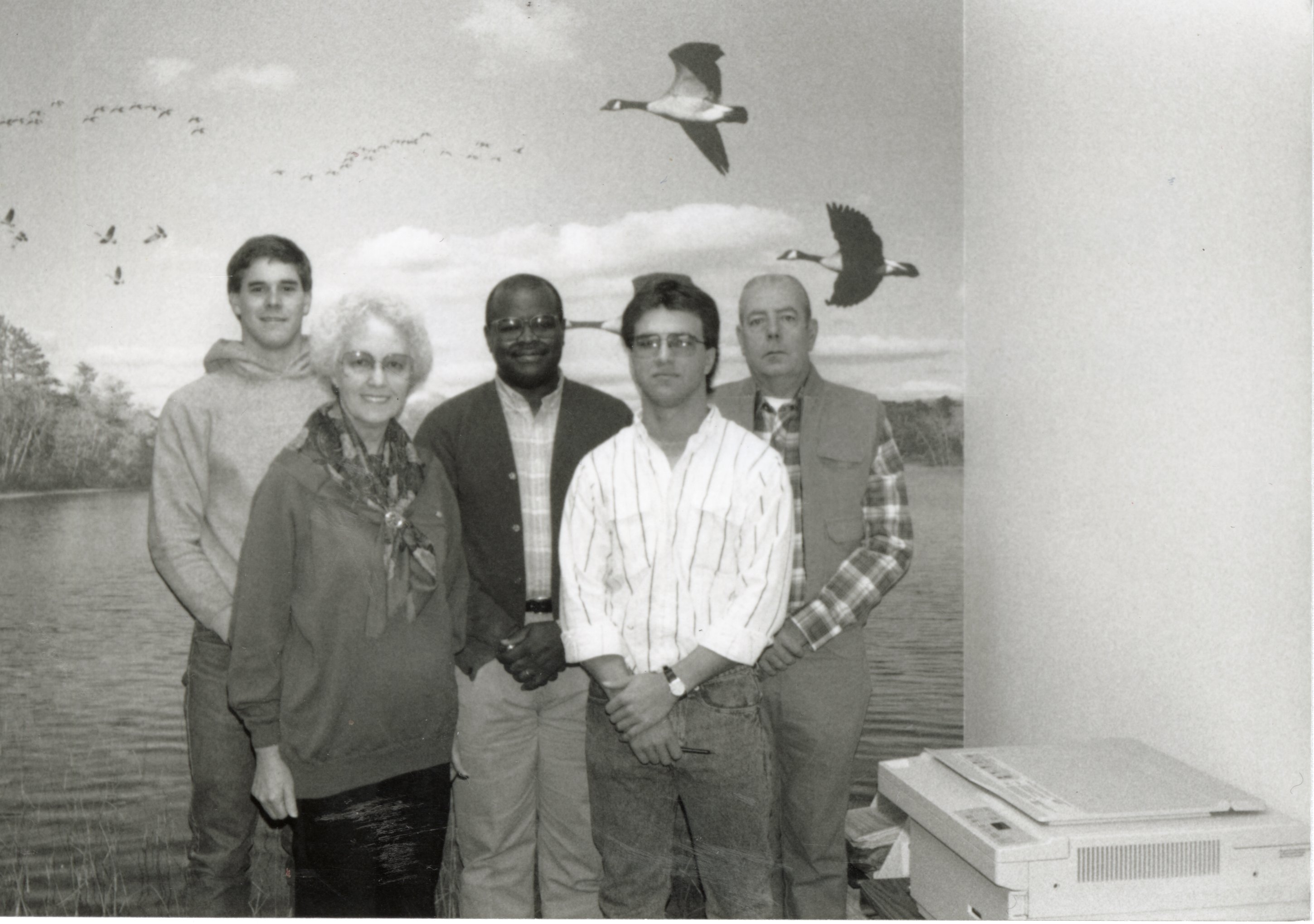  1991   Employees -  Front - Dorothy Davis & Doug Ensminger. Back - John Fruehling, Terry Cosby & John Horan. 