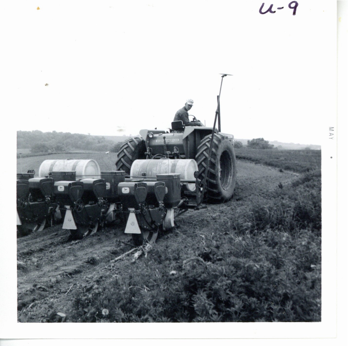 Harold Koch planting corn on strips, 1969