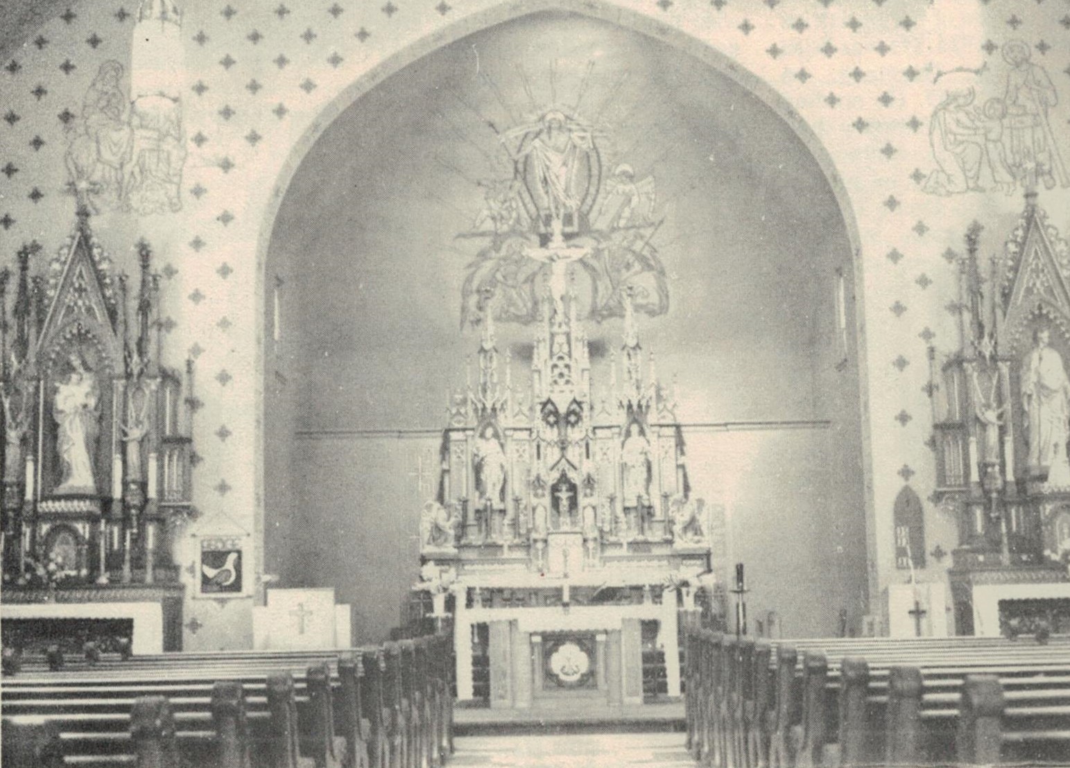 St. Joseph's Catholic Church in Garnavillo, Iowa -Interior 1963