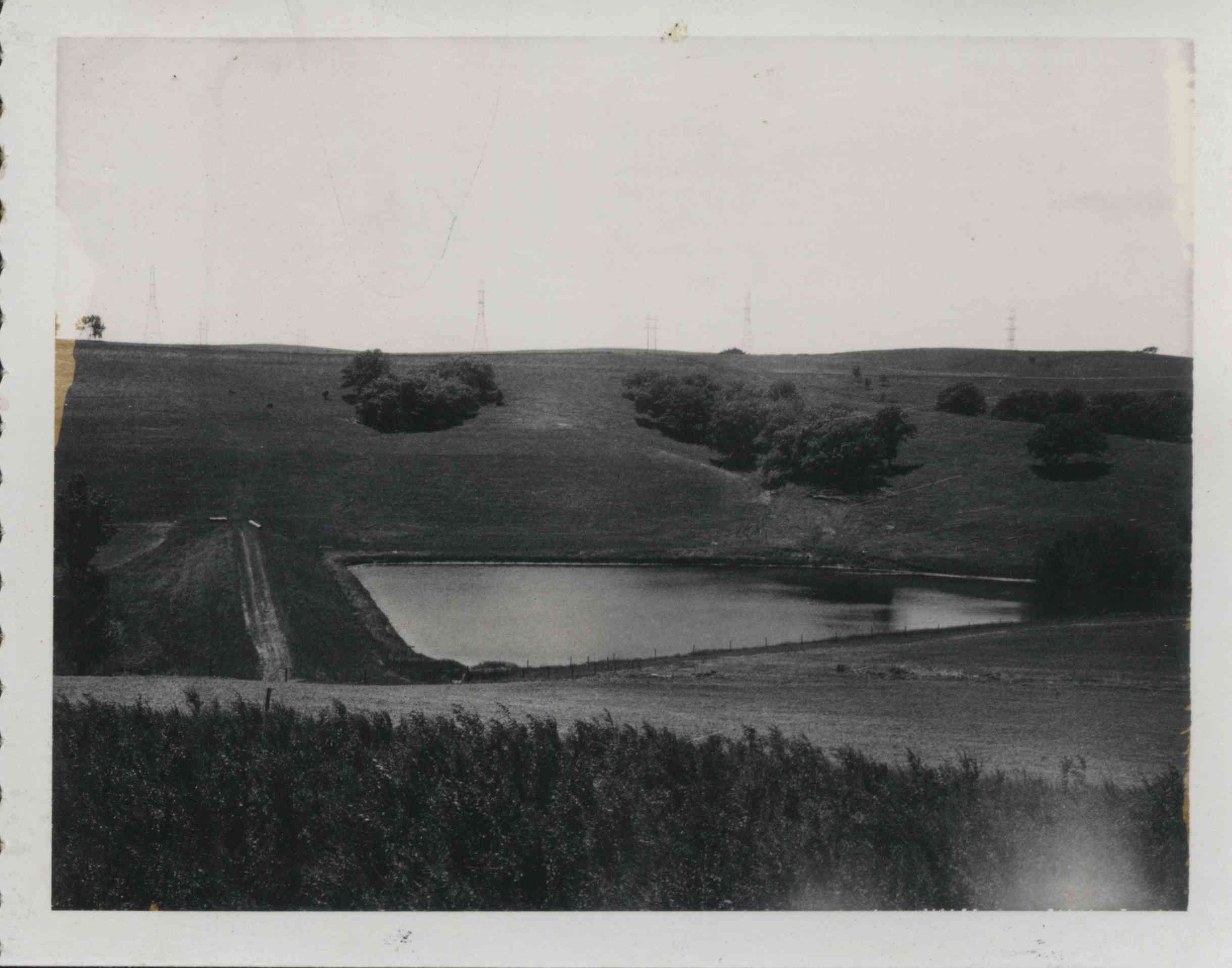 Unidentified watershed with water in a drainage basin