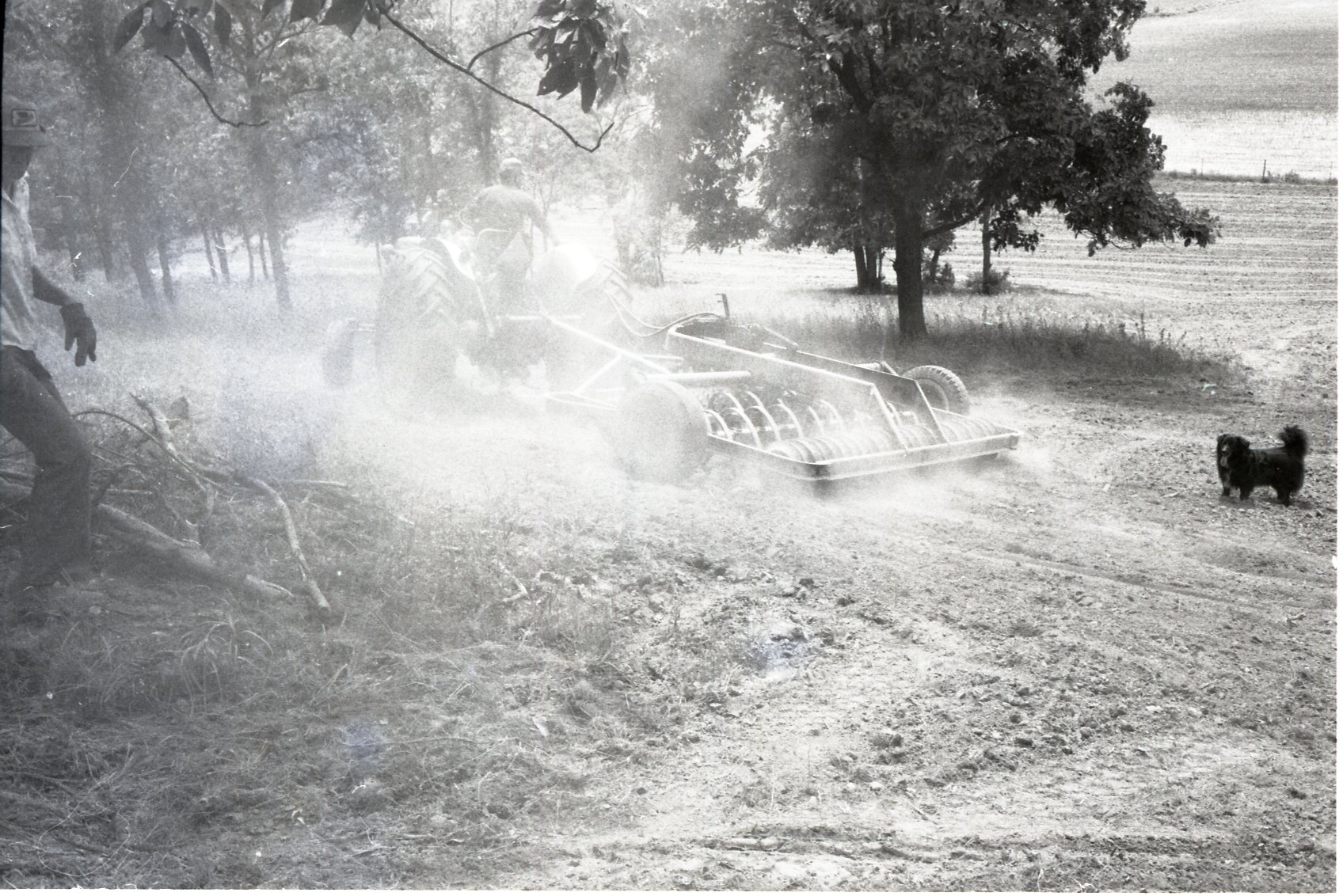 Dust kicked up by tractor