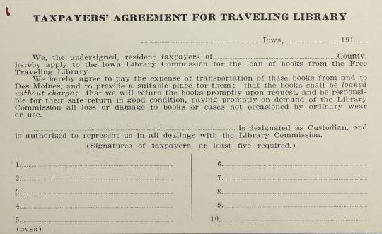 Taxpayers' Agreement for the Traveling Library 