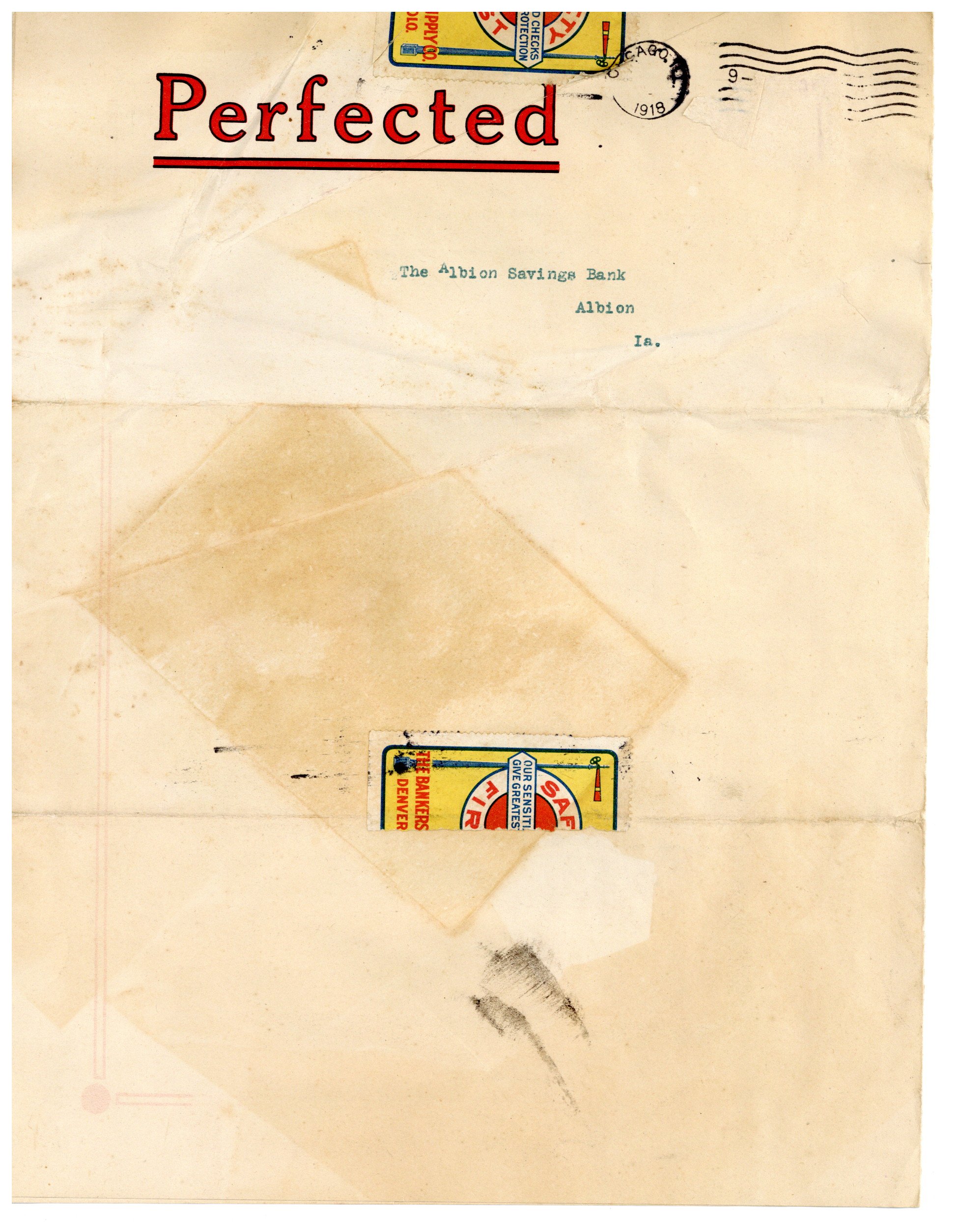 US Post Office, Albion, Iowa - mailer 1918