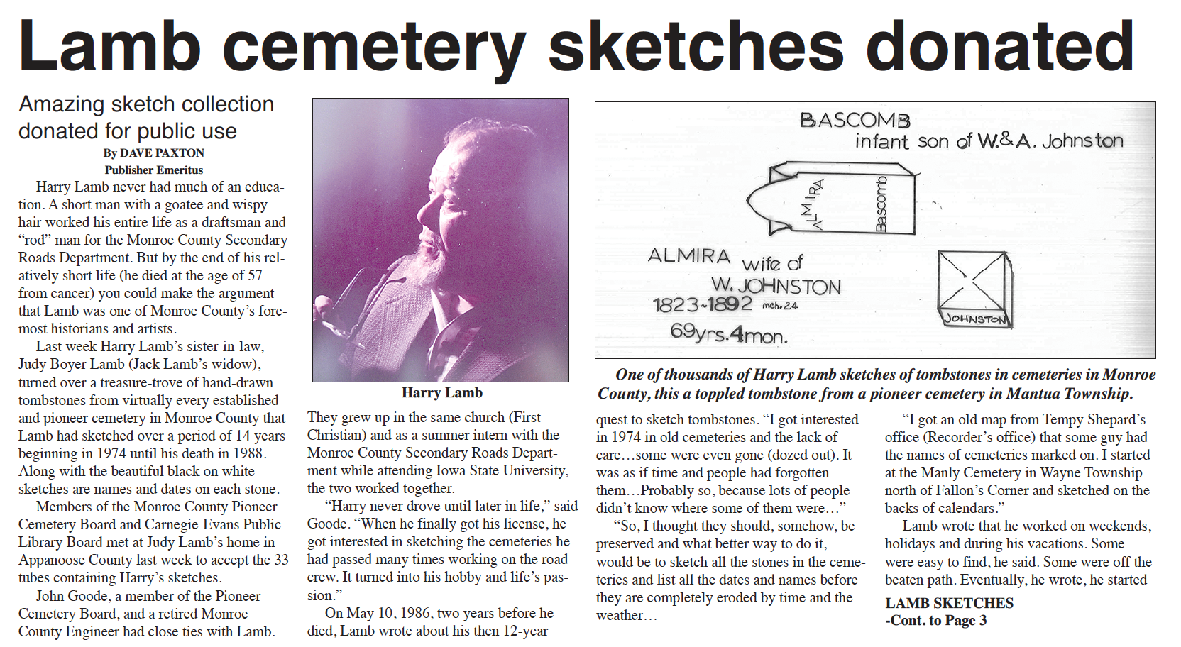 Albia Newspaper Article: Harry Lamb