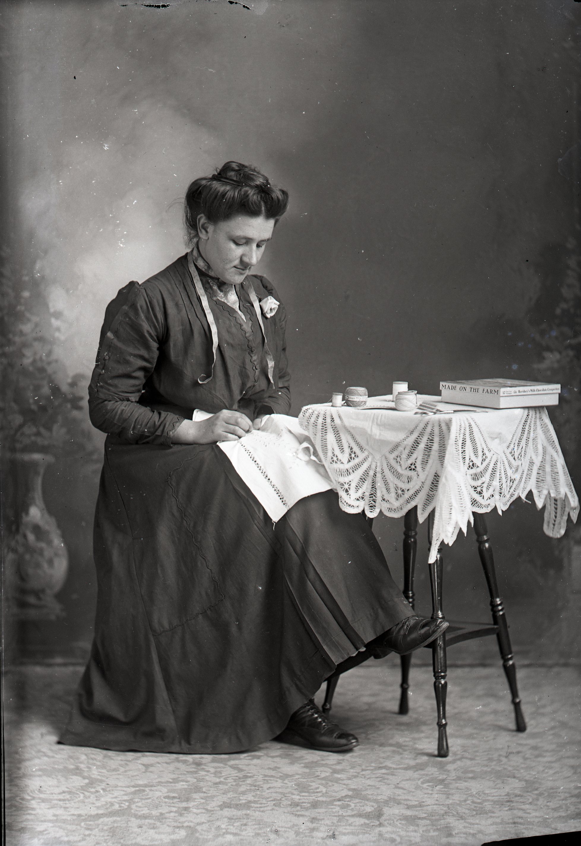 Woman embroidering