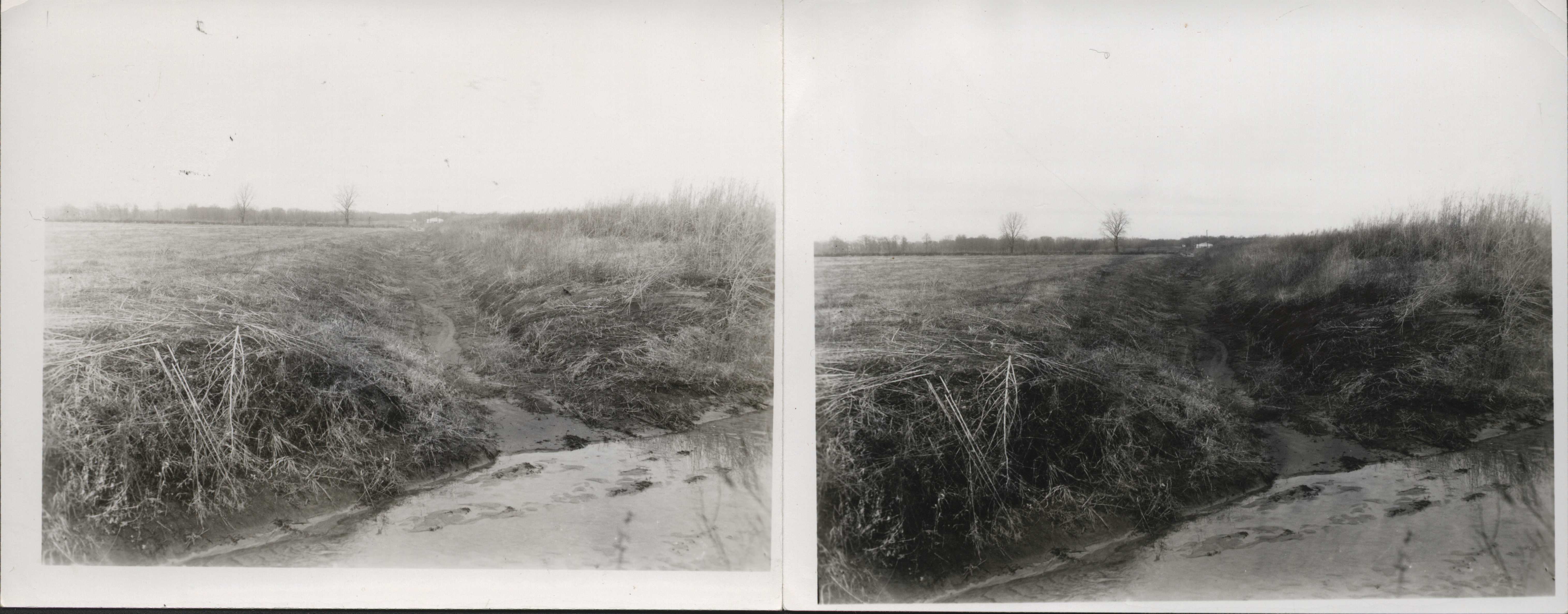 Drainage channel with silt runoff.