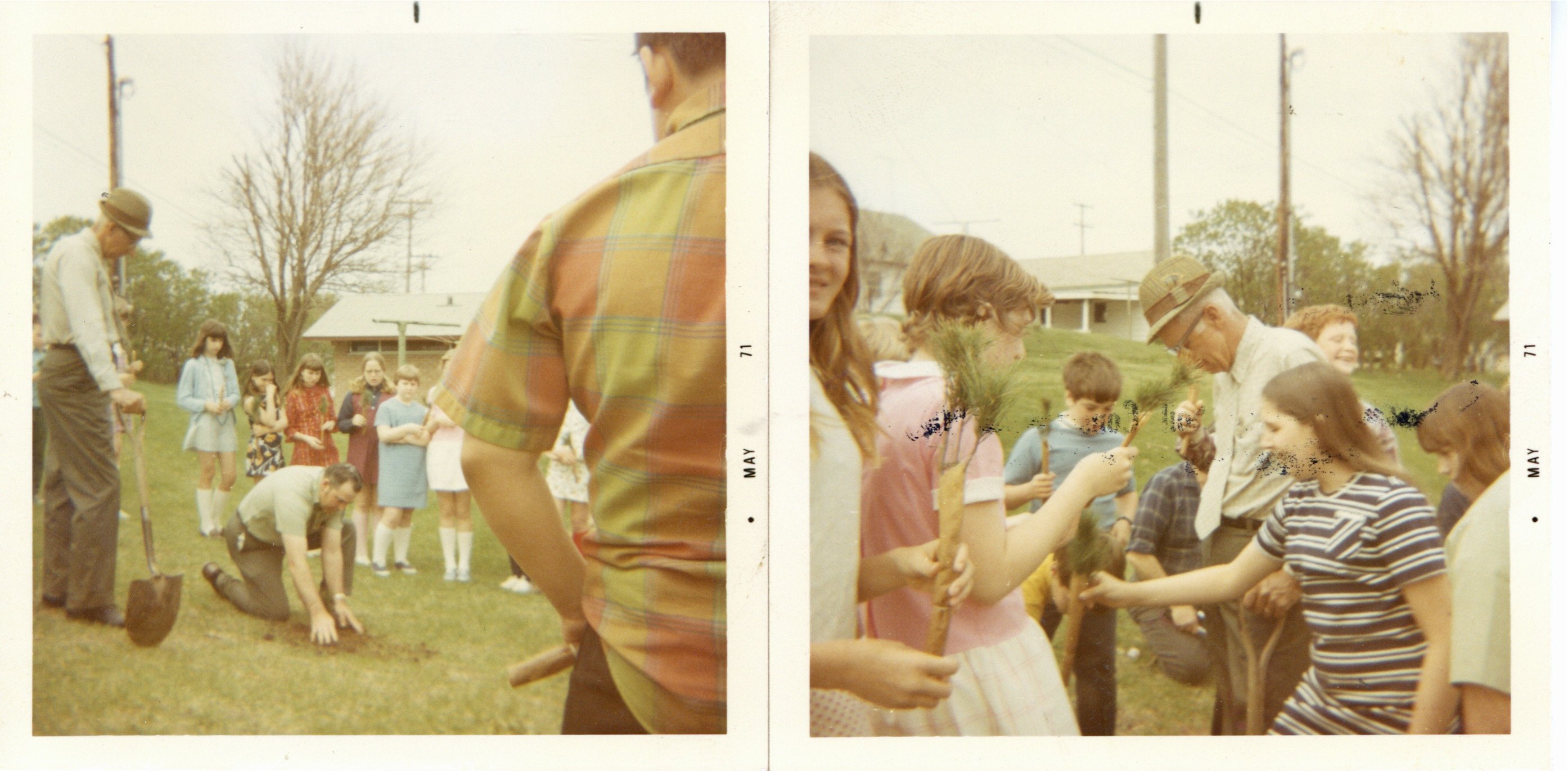 Sacred Heart grade school tree planting, 1971