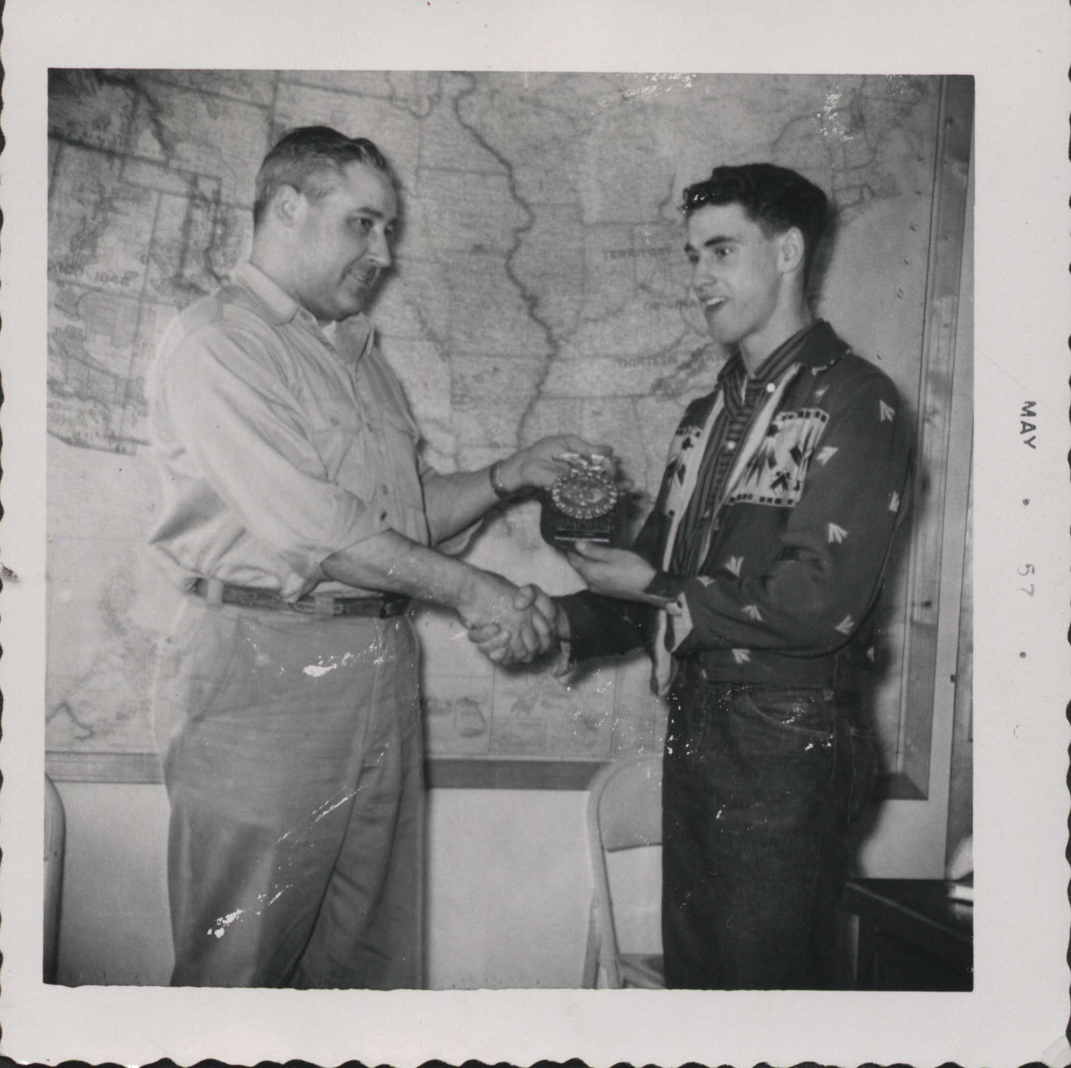 Receiving an award.